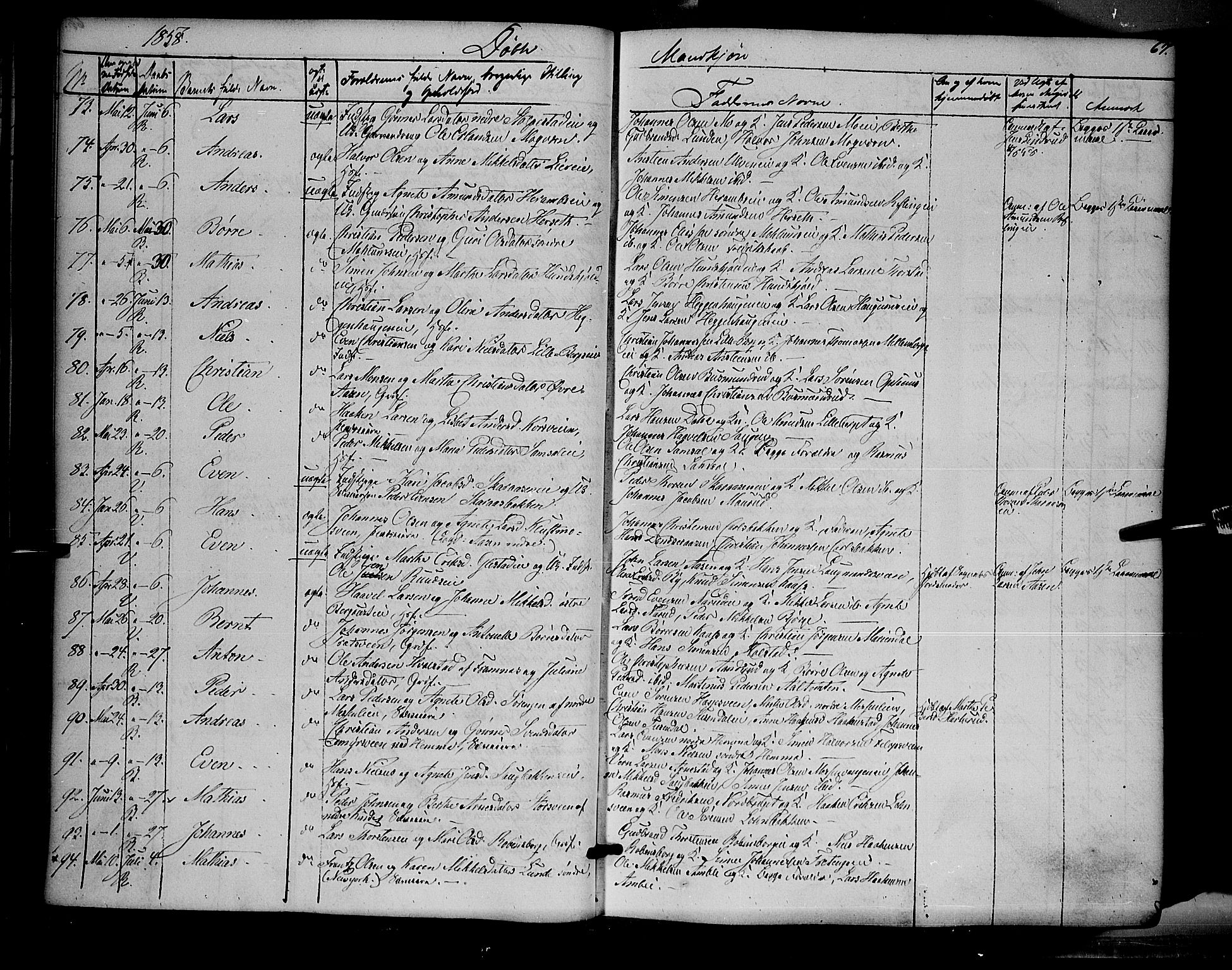 Ringsaker prestekontor, AV/SAH-PREST-014/K/Ka/L0009: Parish register (official) no. 9, 1850-1860, p. 67