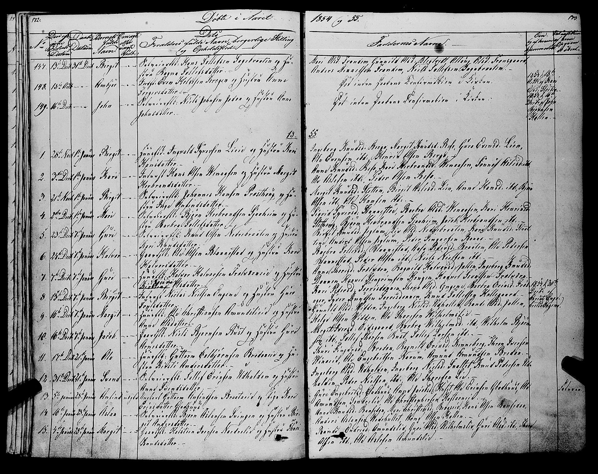 Gol kirkebøker, SAKO/A-226/F/Fa/L0002: Parish register (official) no. I 2, 1837-1863, p. 172-173