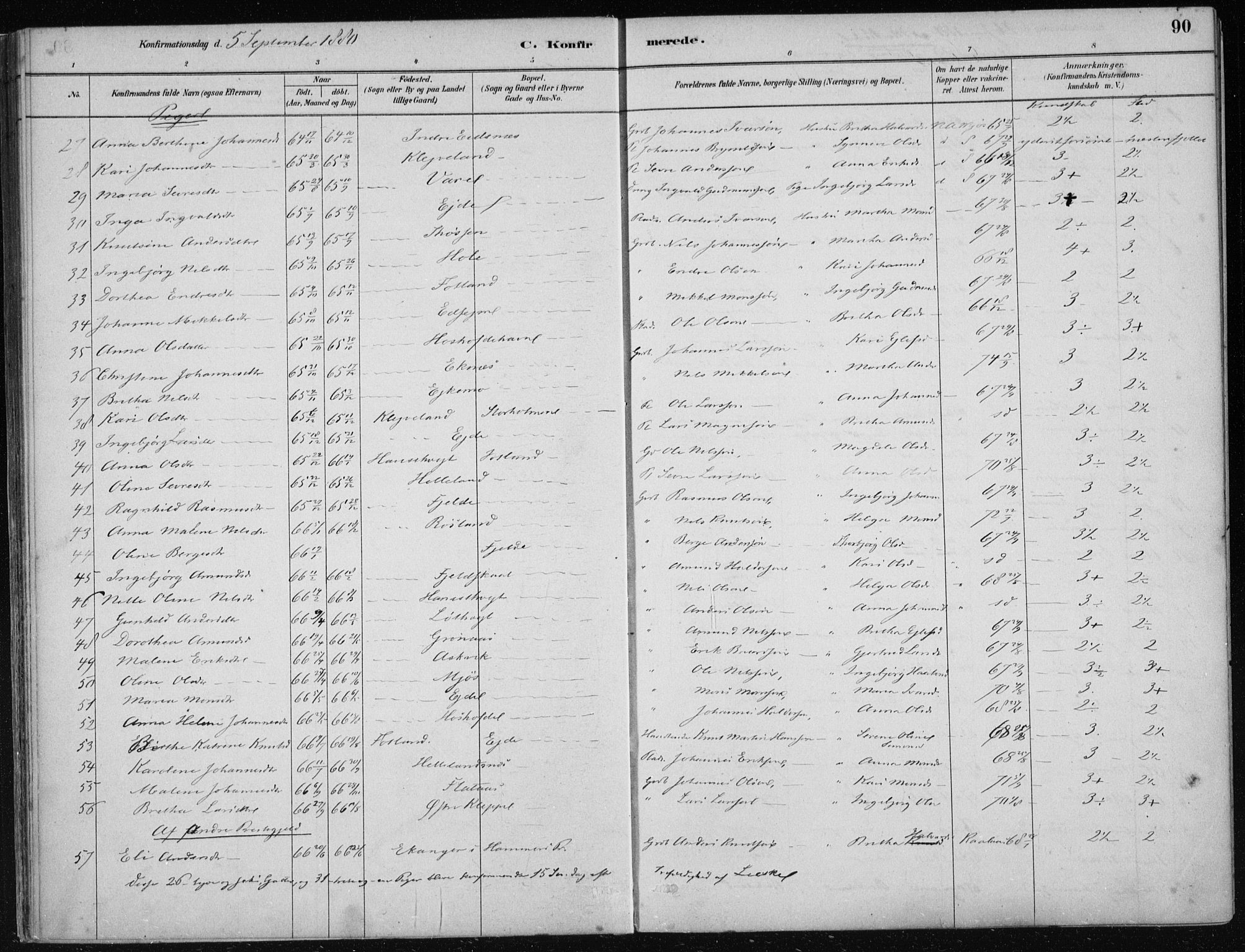 Hosanger sokneprestembete, SAB/A-75801/H/Haa: Parish register (official) no. B  1, 1880-1896, p. 90