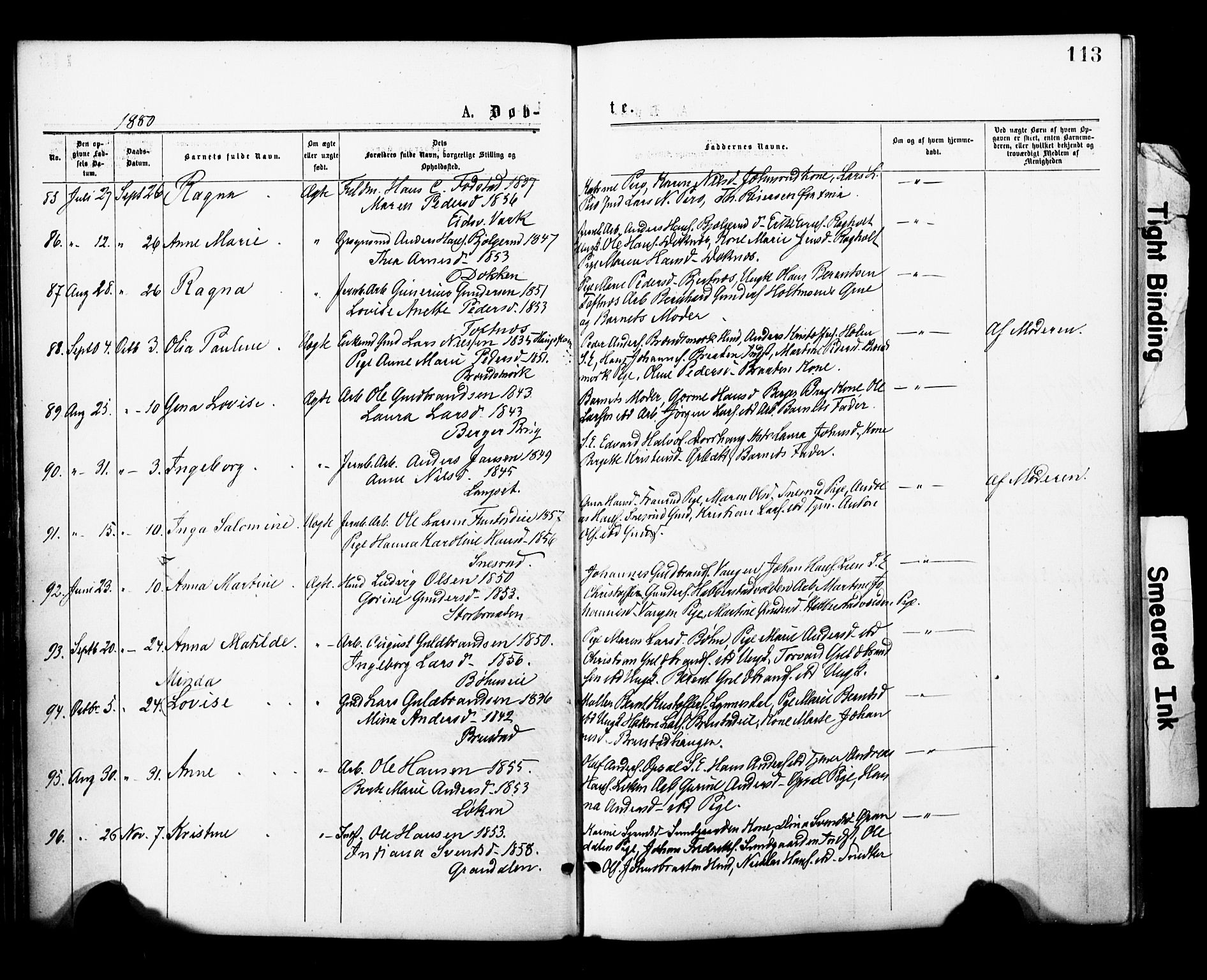 Eidsvoll prestekontor Kirkebøker, AV/SAO-A-10888/F/Fa/L0001: Parish register (official) no. I 1, 1877-1881, p. 113