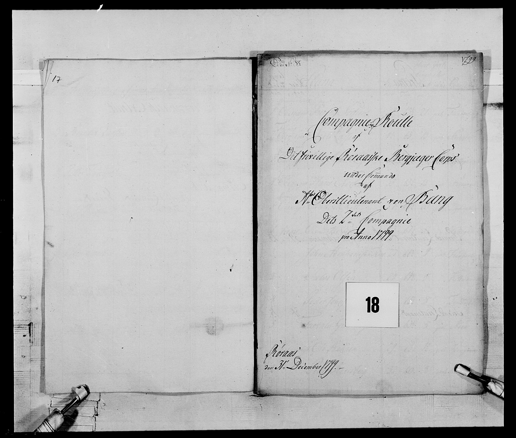 Generalitets- og kommissariatskollegiet, Det kongelige norske kommissariatskollegium, AV/RA-EA-5420/E/Eh/L0119: Rørosiske frivillige bergkorps/bergjegerkorps, 1794-1799, p. 201