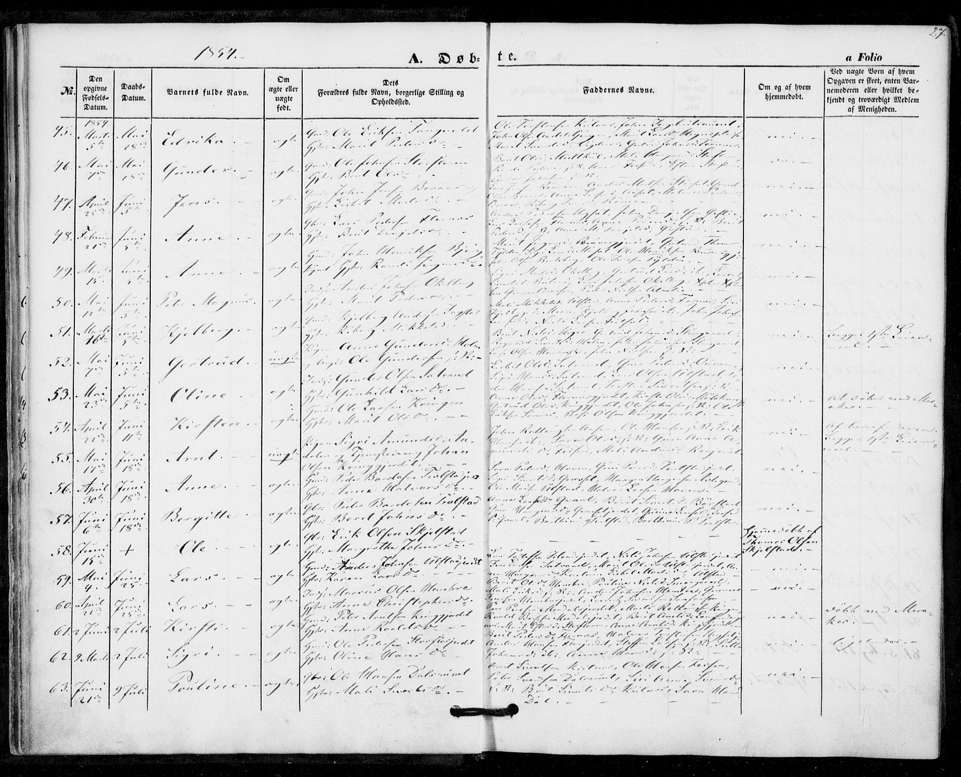 Ministerialprotokoller, klokkerbøker og fødselsregistre - Nord-Trøndelag, AV/SAT-A-1458/703/L0028: Parish register (official) no. 703A01, 1850-1862, p. 27