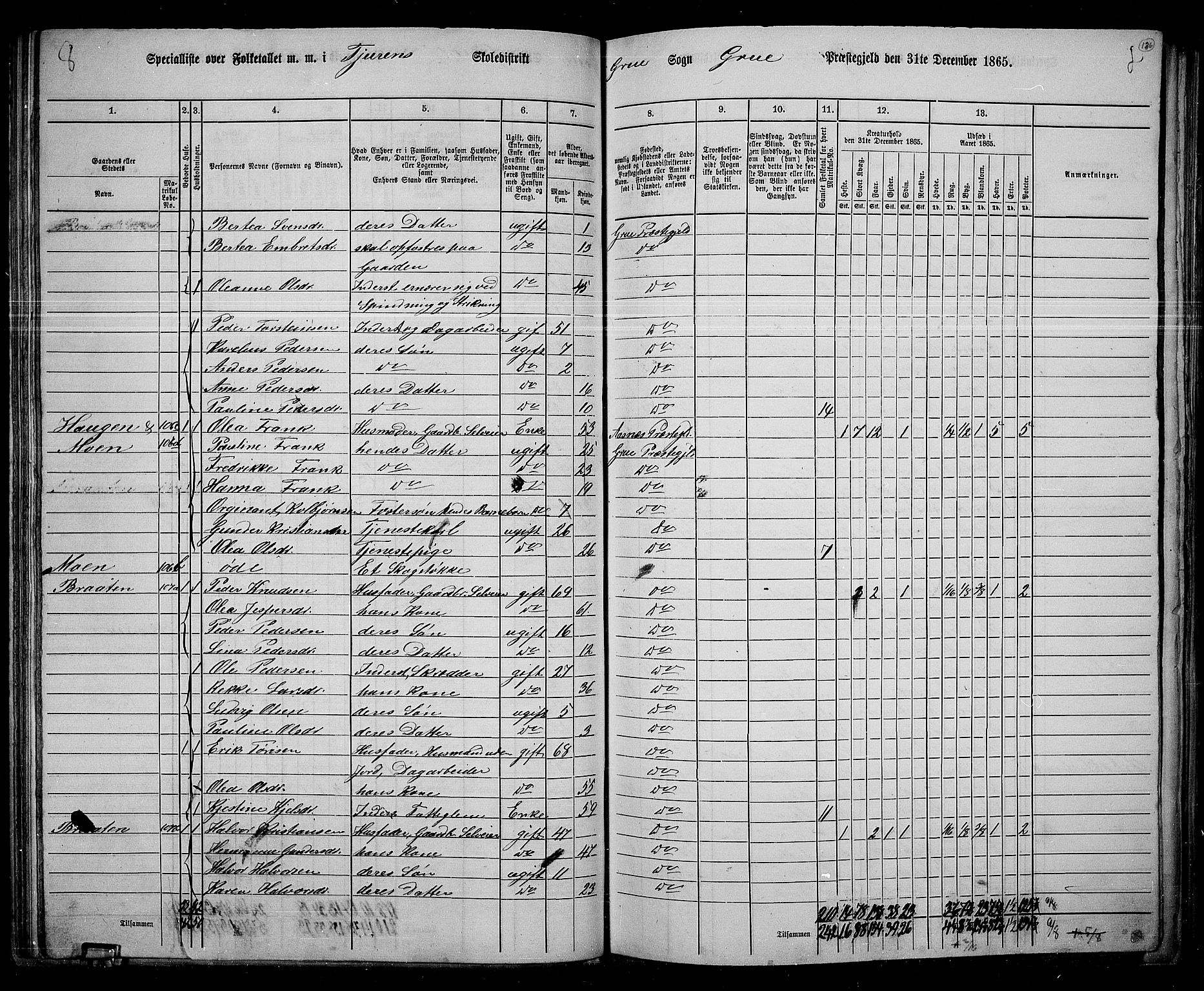 RA, 1865 census for Grue, 1865, p. 115