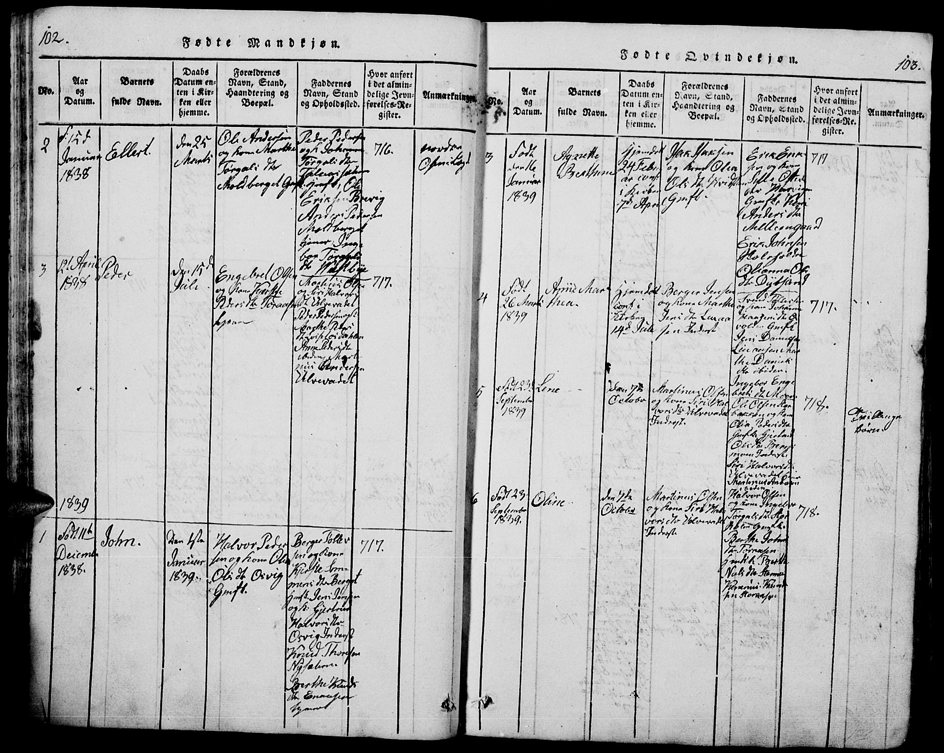 Trysil prestekontor, SAH/PREST-046/H/Ha/Hab/L0005: Parish register (copy) no. 5, 1814-1877, p. 102-103