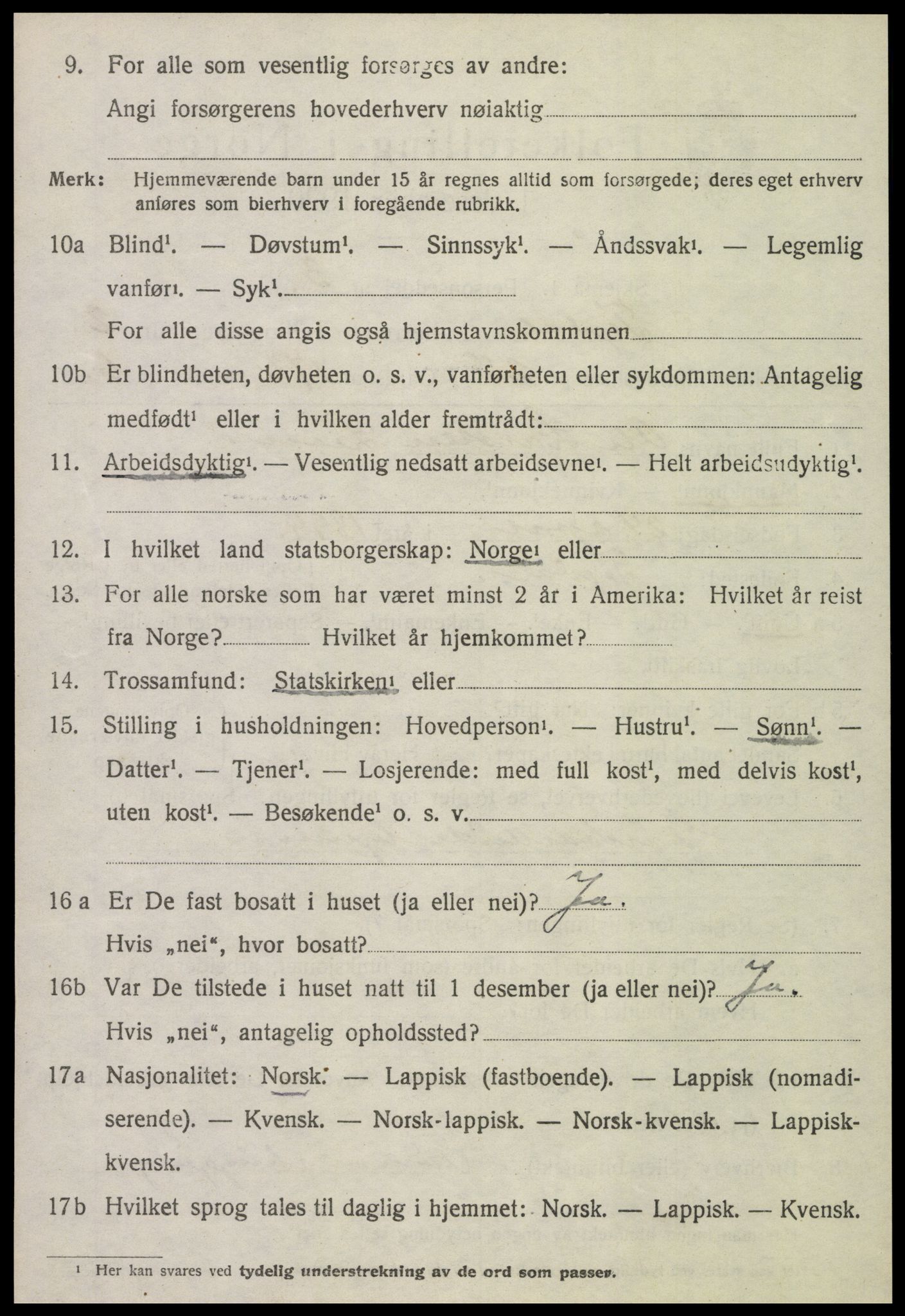 SAT, 1920 census for Tydal, 1920, p. 862