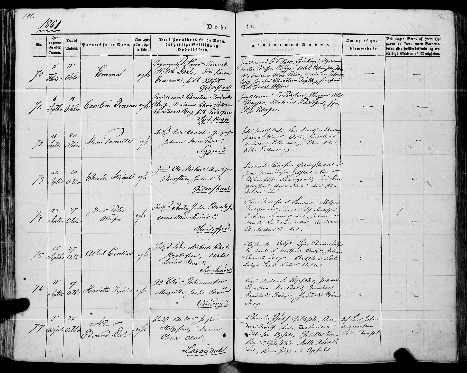 Ministerialprotokoller, klokkerbøker og fødselsregistre - Nordland, AV/SAT-A-1459/805/L0097: Parish register (official) no. 805A04, 1837-1861, p. 141