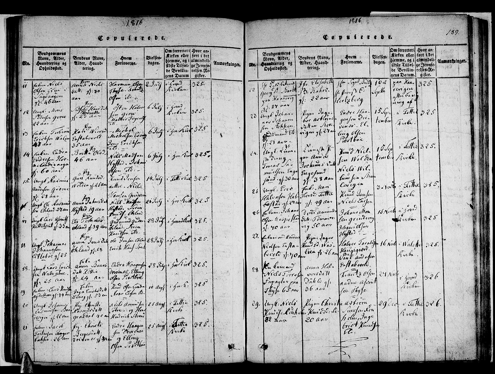 Stord sokneprestembete, AV/SAB-A-78201/H/Haa: Parish register (official) no. A 5, 1816-1825, p. 189