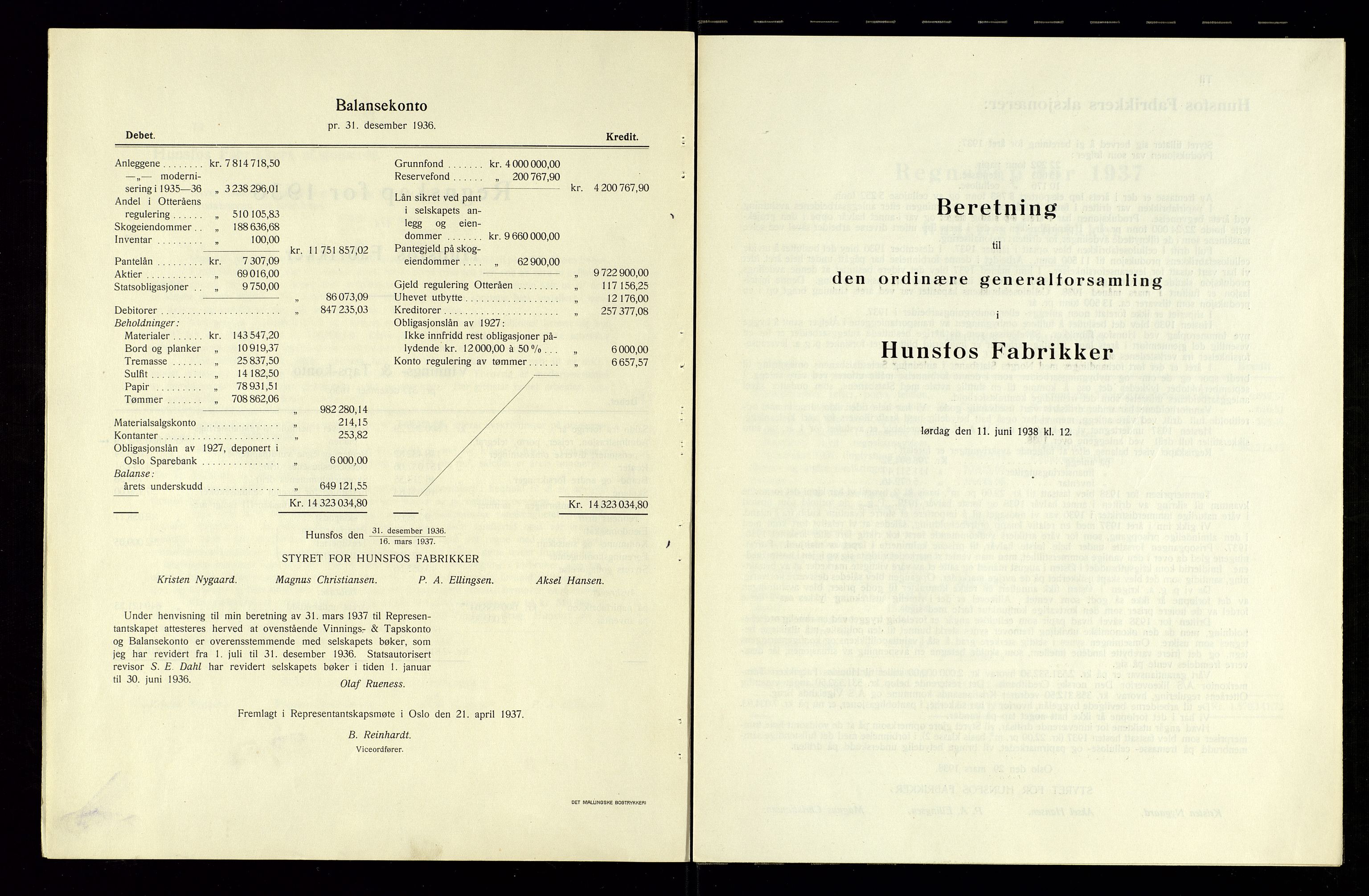Hunsfos fabrikker, SAK/D/1440/01/L0001/0003: Vedtekter, anmeldelser og årsberetninger / Årsberetninger og regnskap, 1918-1989, p. 79