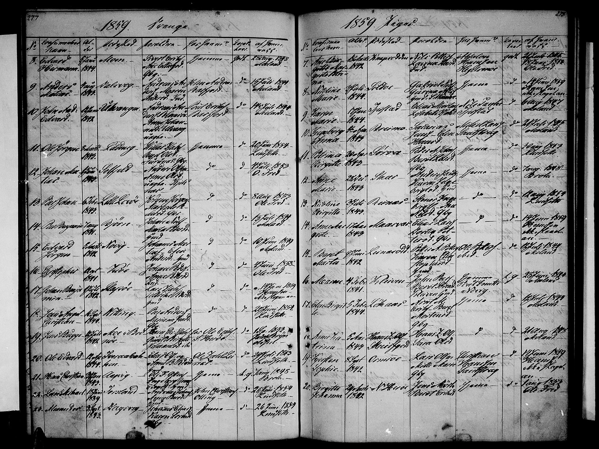 Ministerialprotokoller, klokkerbøker og fødselsregistre - Nordland, AV/SAT-A-1459/831/L0475: Parish register (copy) no. 831C02, 1851-1865, p. 277-278