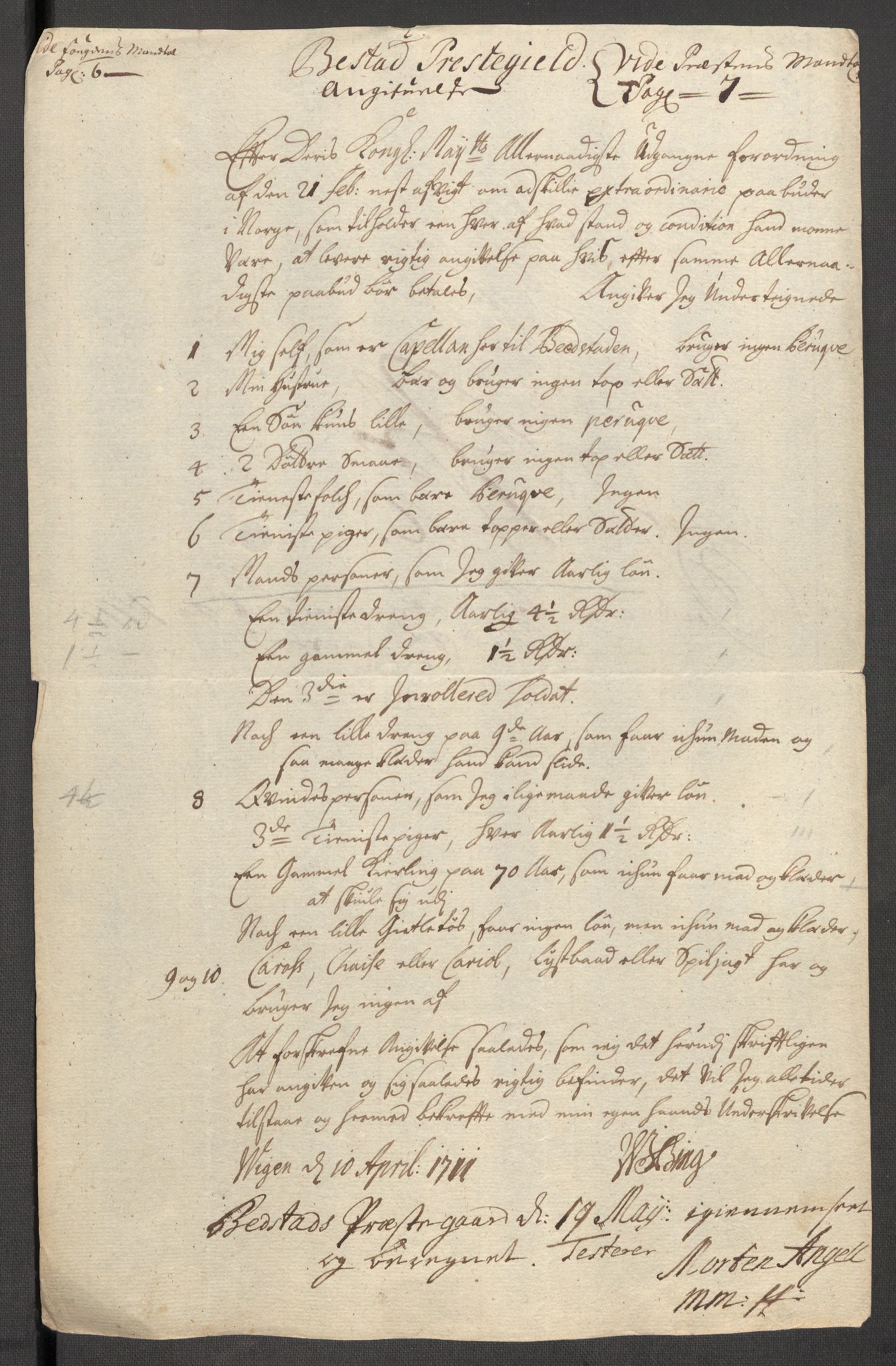 Rentekammeret inntil 1814, Reviderte regnskaper, Fogderegnskap, RA/EA-4092/R63/L4319: Fogderegnskap Inderøy, 1711, p. 272