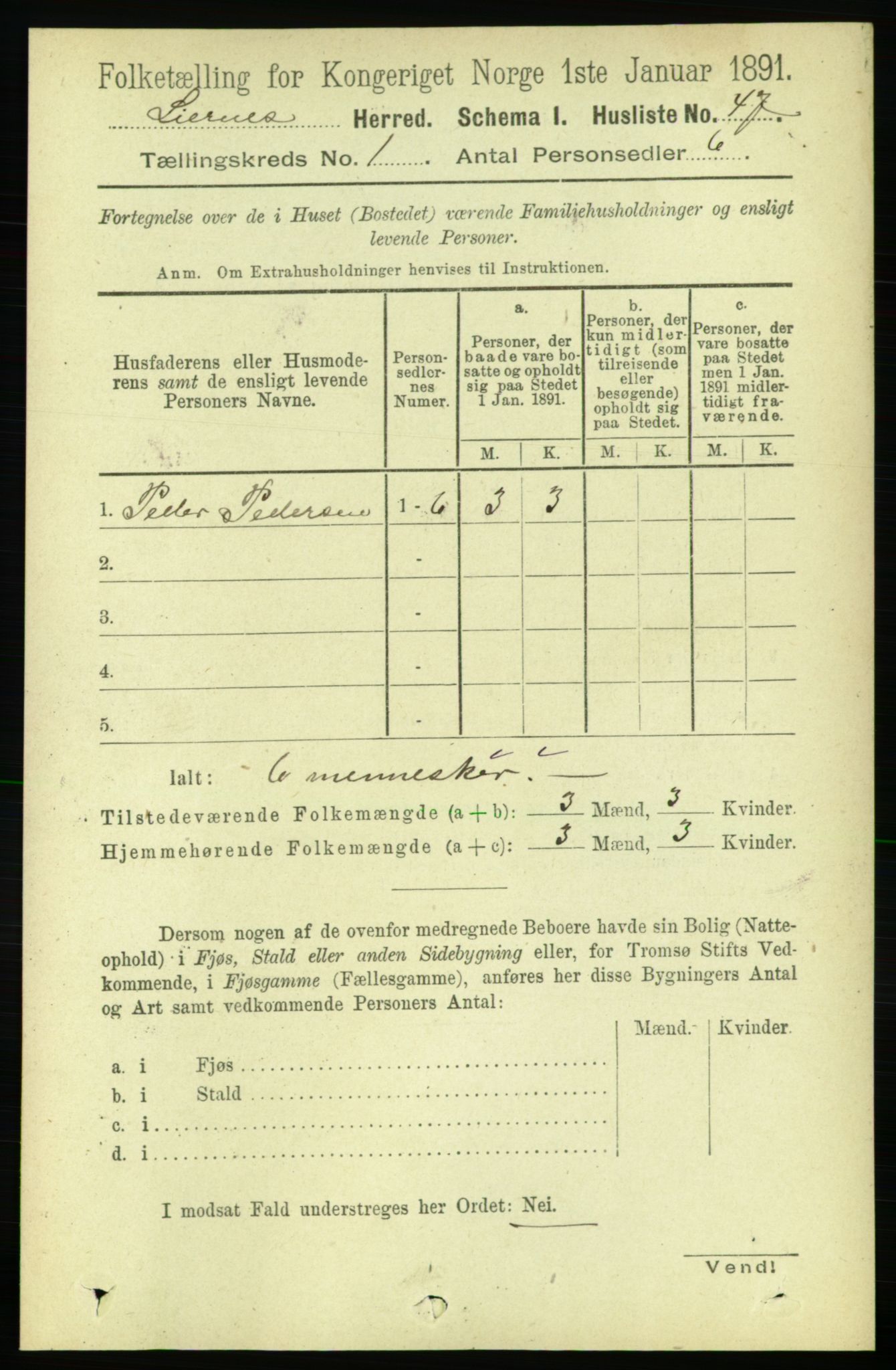 RA, 1891 census for 1737 Lierne, 1891, p. 62