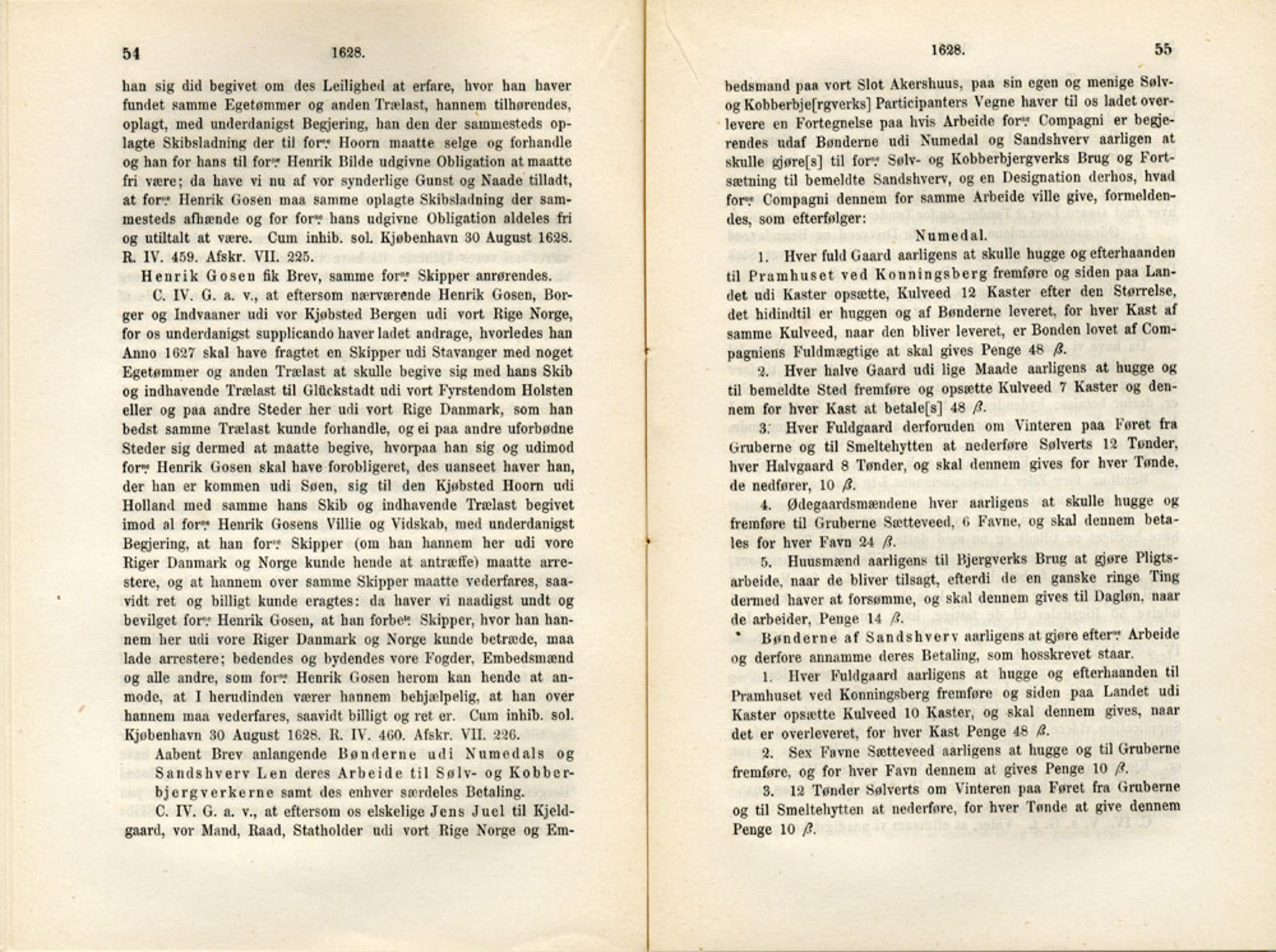 Publikasjoner utgitt av Det Norske Historiske Kildeskriftfond, PUBL/-/-/-: Norske Rigs-Registranter, bind 6, 1628-1634, p. 54-55