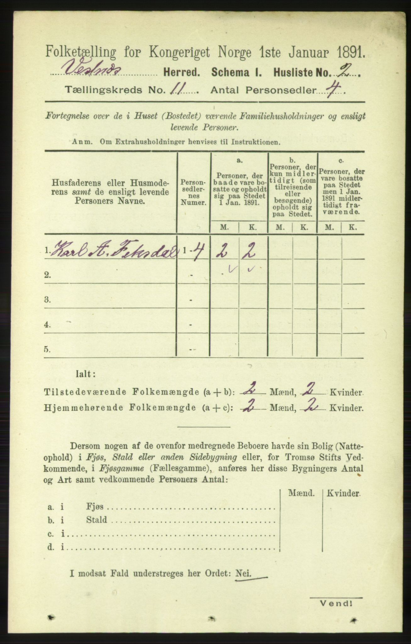 RA, 1891 census for 1535 Vestnes, 1891, p. 3858