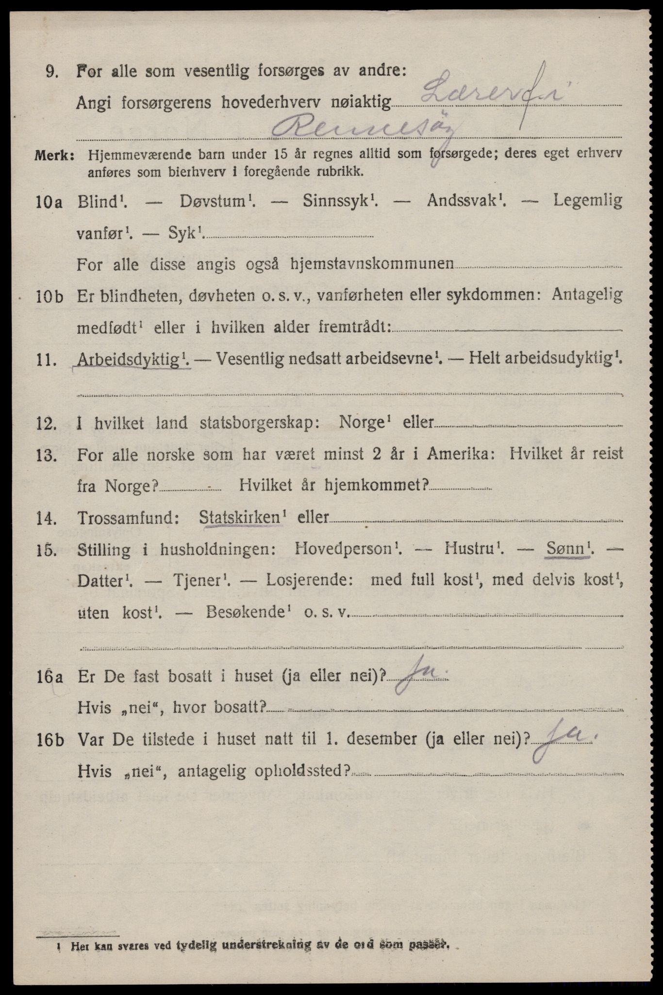 SAST, 1920 census for Rennesøy, 1920, p. 1935