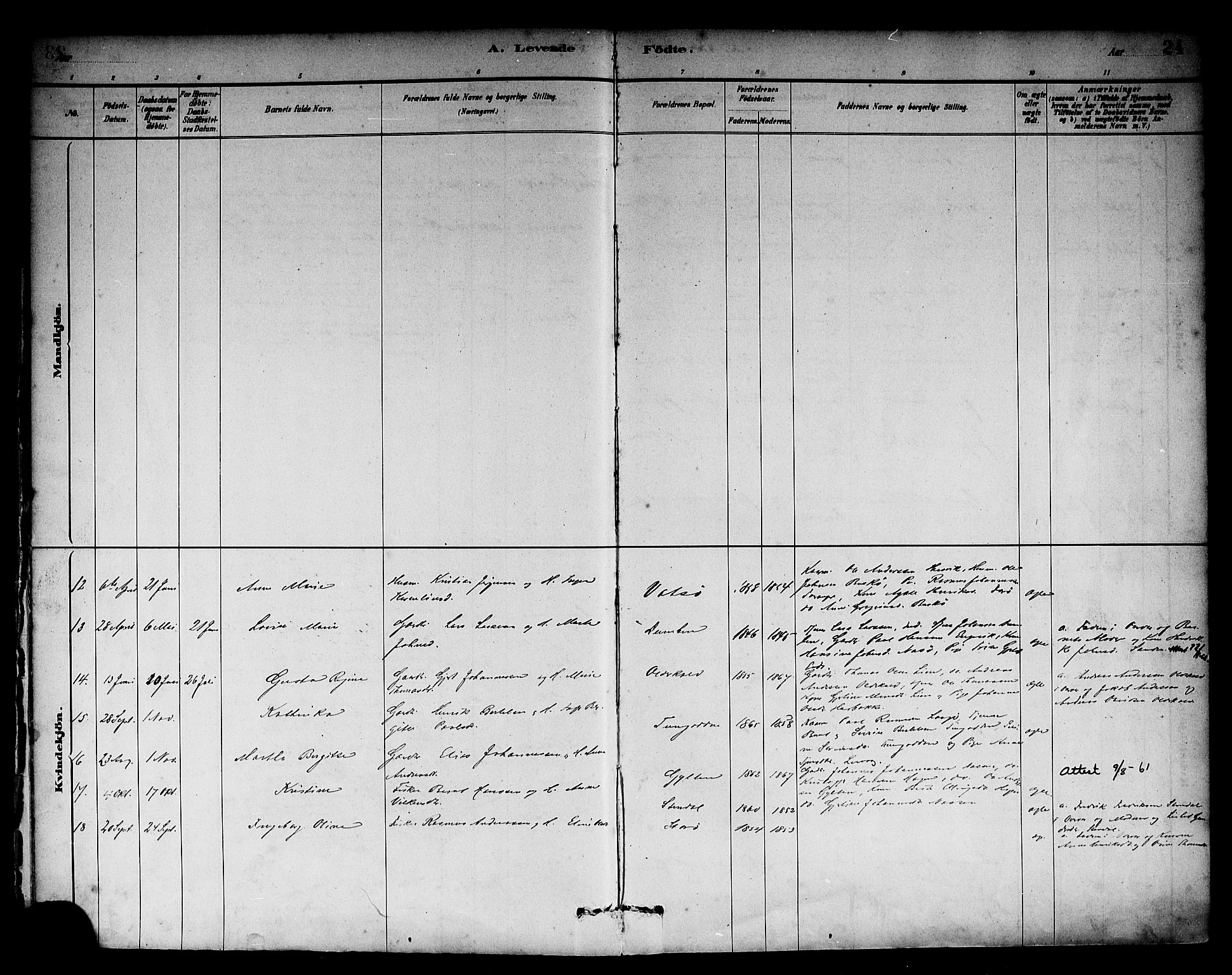 Solund sokneprestembete, AV/SAB-A-81401: Parish register (official) no. A 1, 1881-1902, p. 24