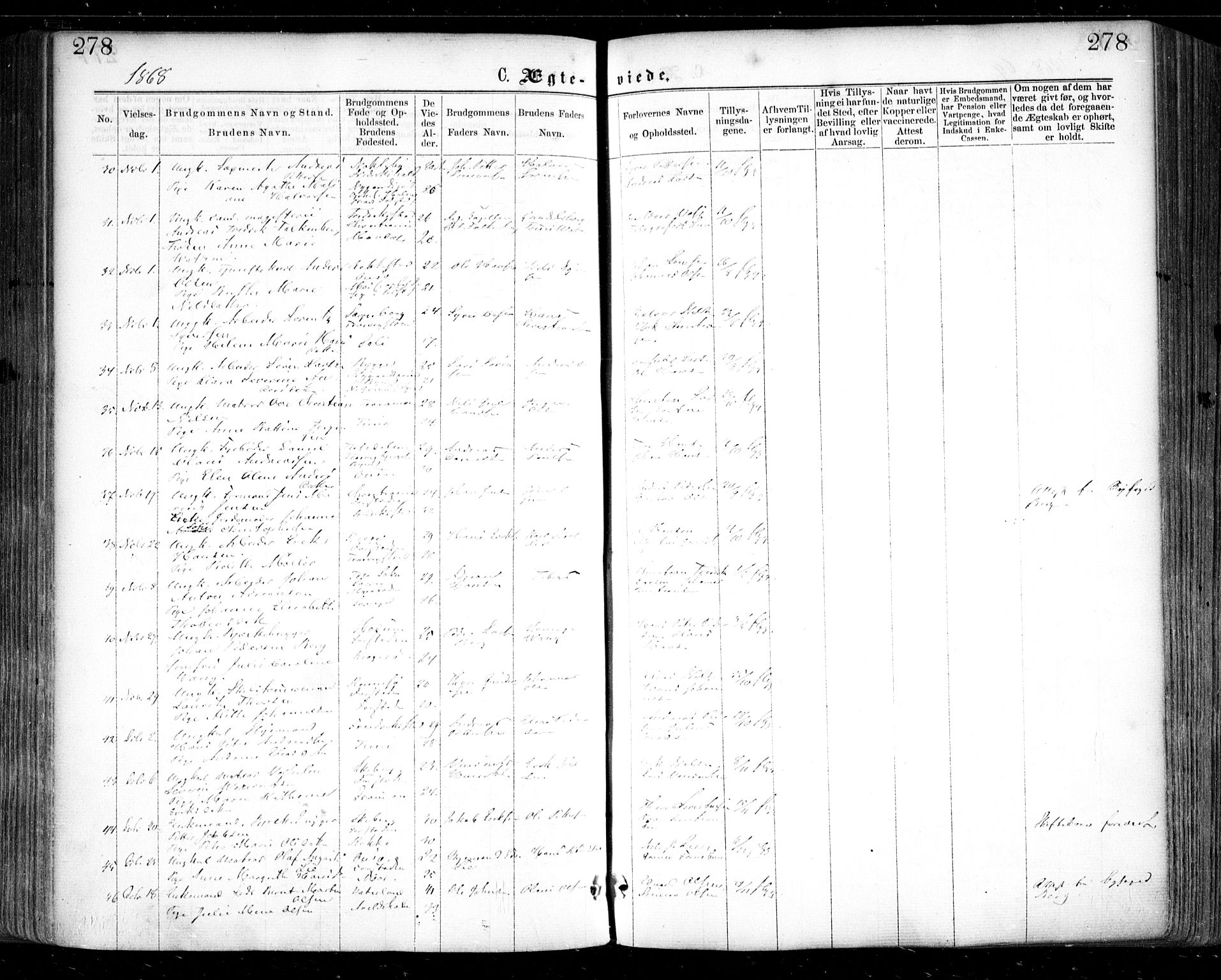 Glemmen prestekontor Kirkebøker, AV/SAO-A-10908/F/Fa/L0008: Parish register (official) no. 8, 1862-1871, p. 278