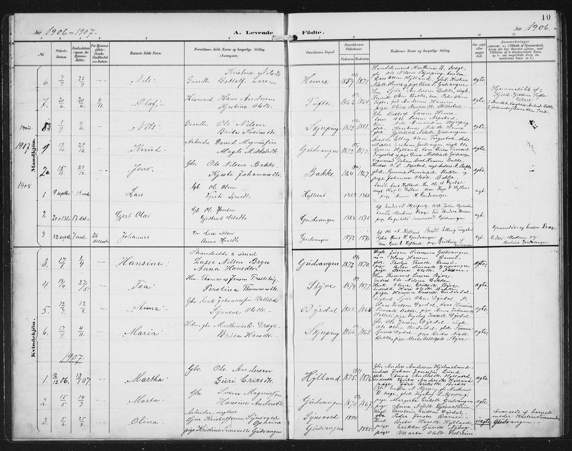 Aurland sokneprestembete, AV/SAB-A-99937/H/Hb/Hbc/L0003: Parish register (copy) no. C 3, 1901-1933, p. 10