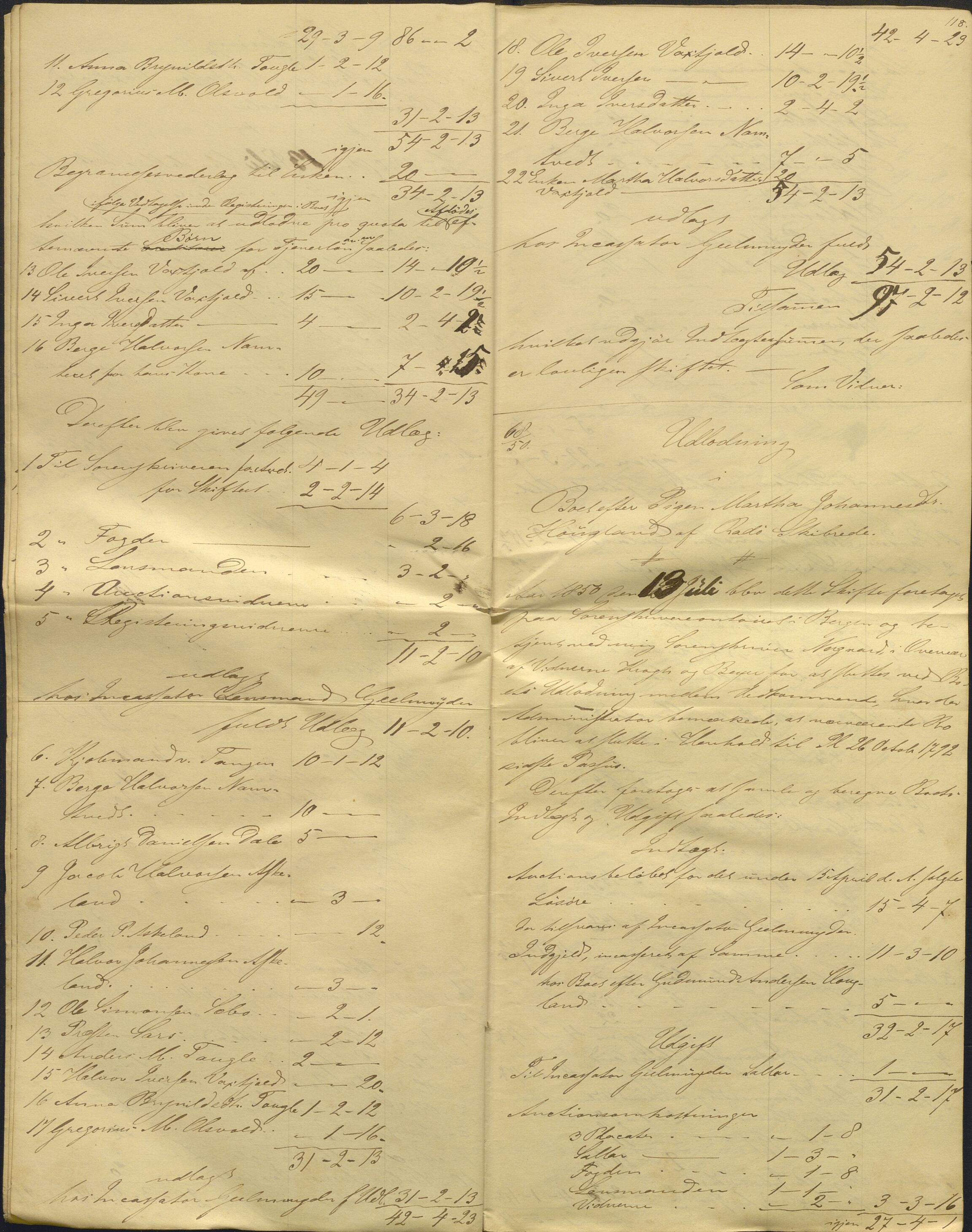 Nordhordland sorenskrivar, AV/SAB-A-2901/1/H/Hd/Hdb/L0001: Konsept til utlodningar, 1850-1852, p. 138