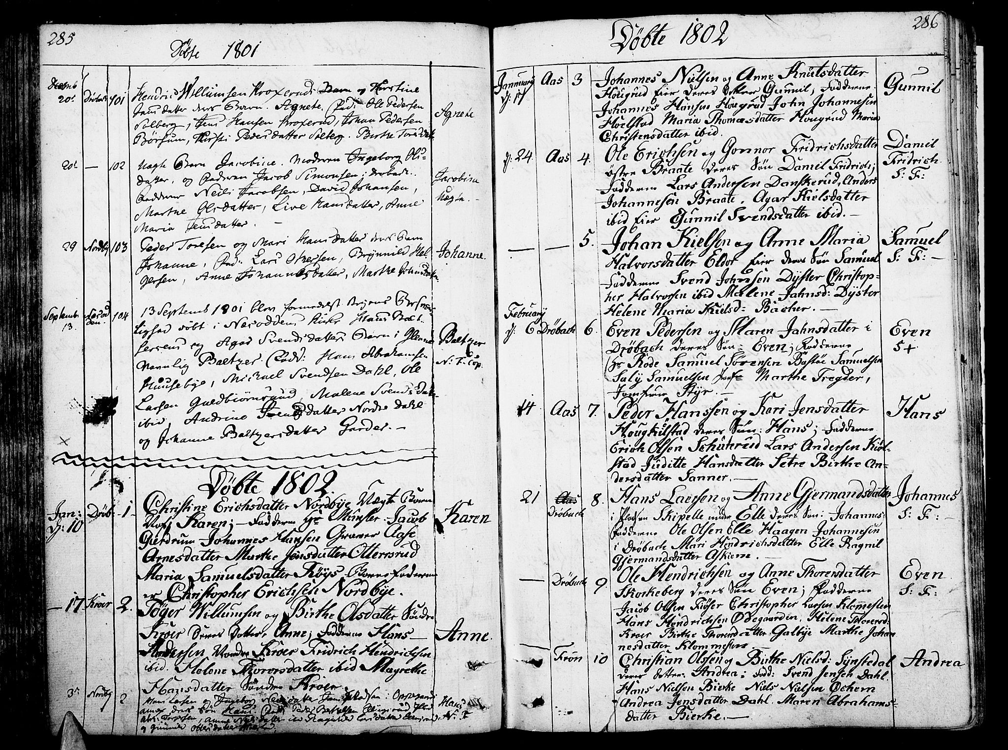 Ås prestekontor Kirkebøker, SAO/A-10894/F/Fa/L0002: Parish register (official) no. I 2, 1778-1813, p. 285-286