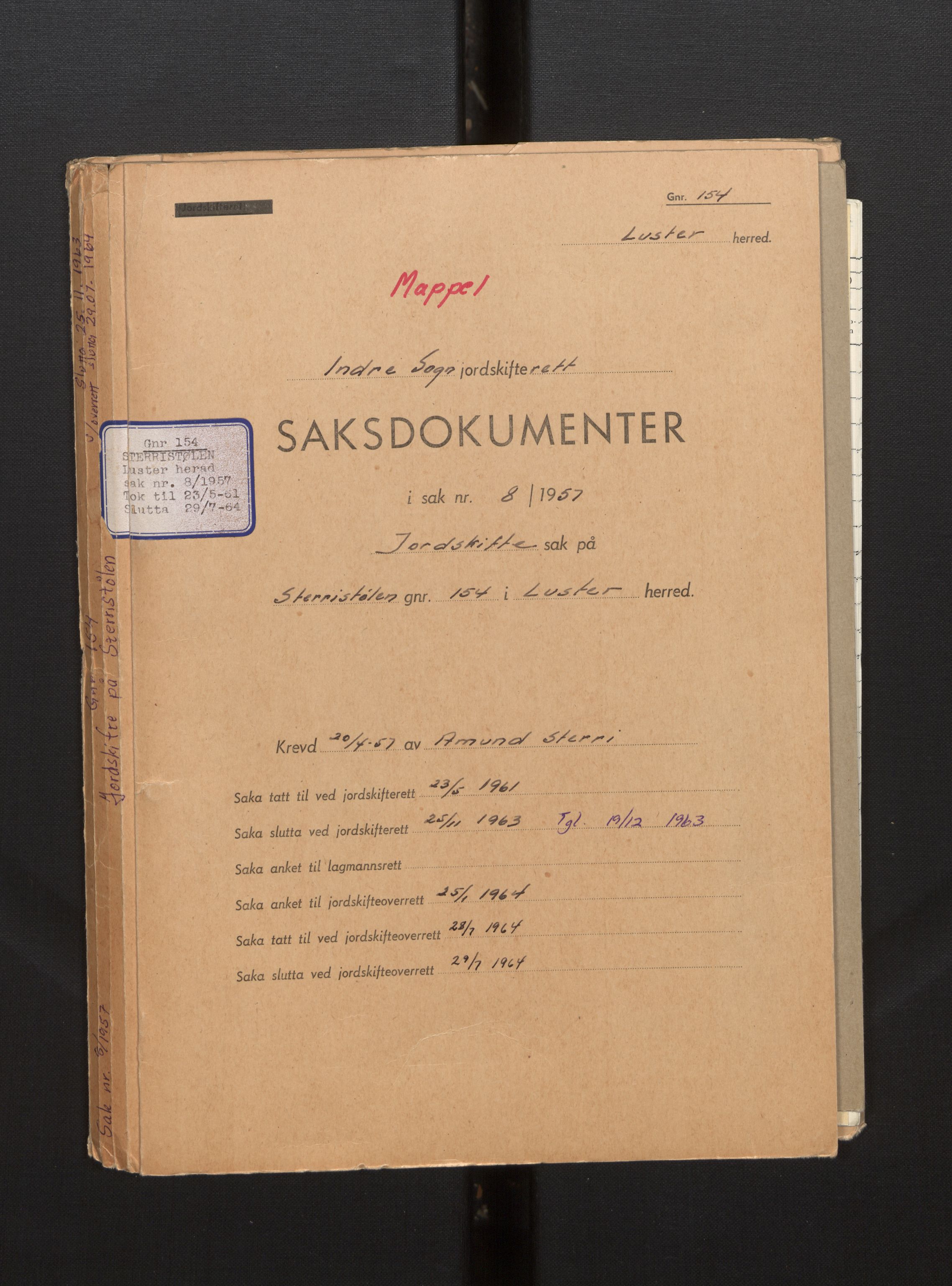 Indre Sogn jordskifterett, AV/SAB-A-100288/F, 1957-1964, p. 1