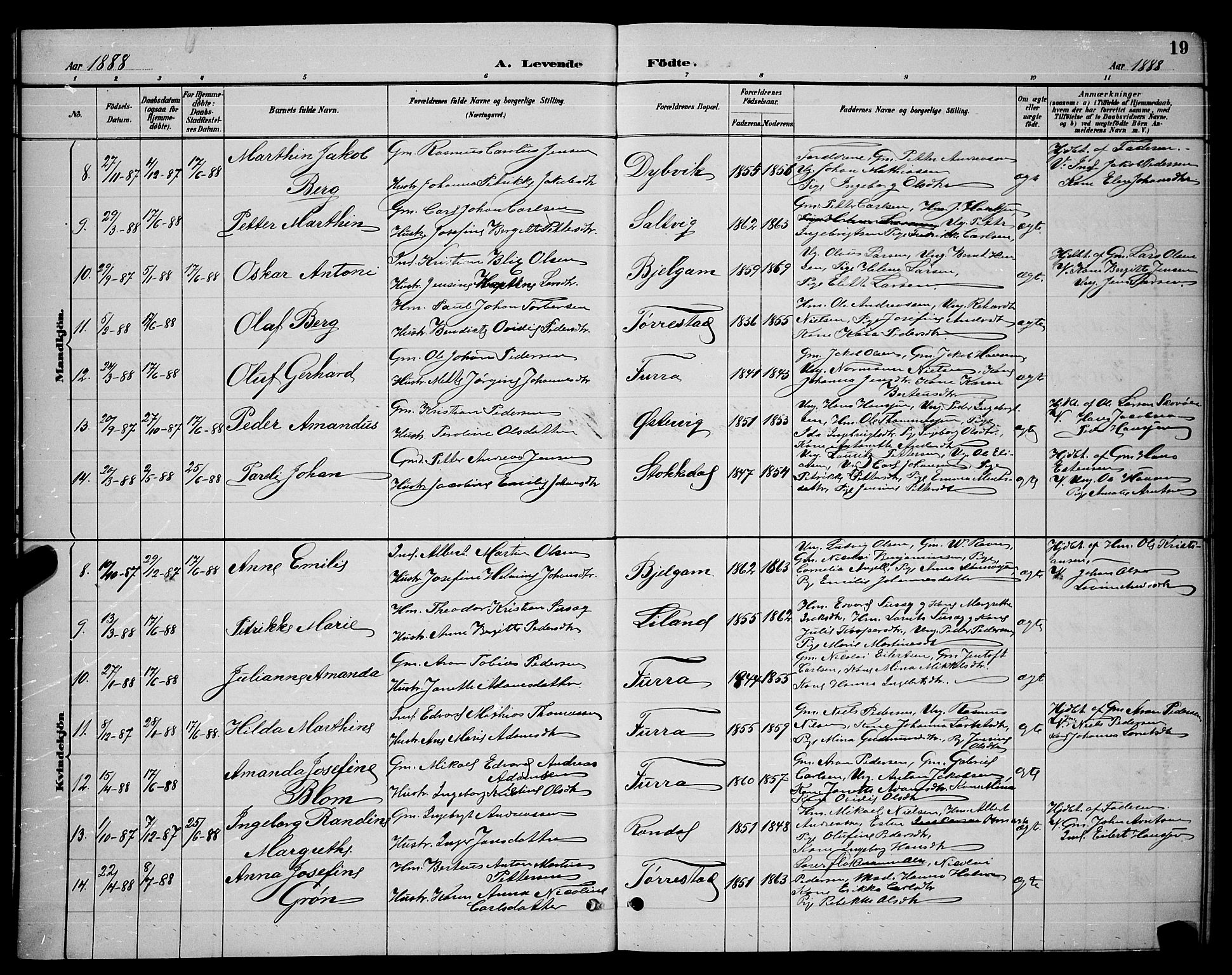 Ministerialprotokoller, klokkerbøker og fødselsregistre - Nordland, AV/SAT-A-1459/863/L0914: Parish register (copy) no. 863C04, 1886-1897, p. 19