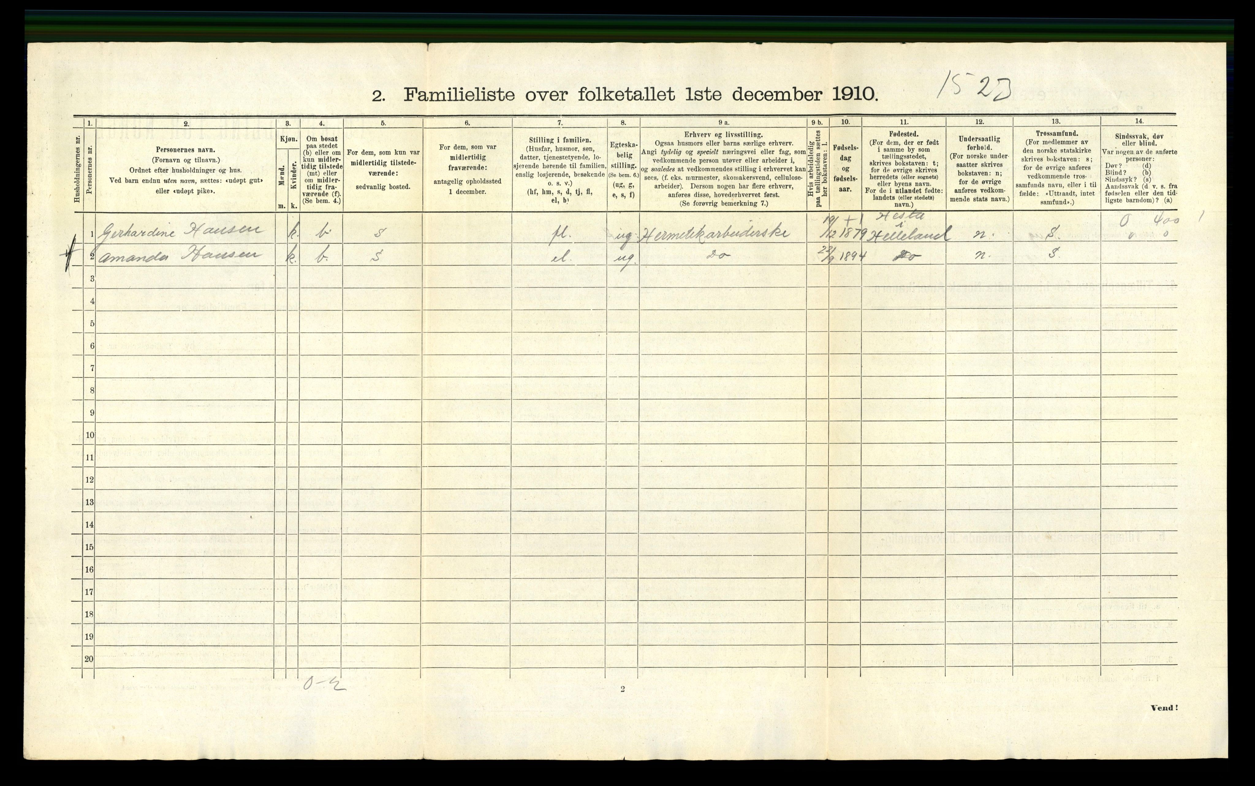 RA, 1910 census for Stavanger, 1910, p. 22975