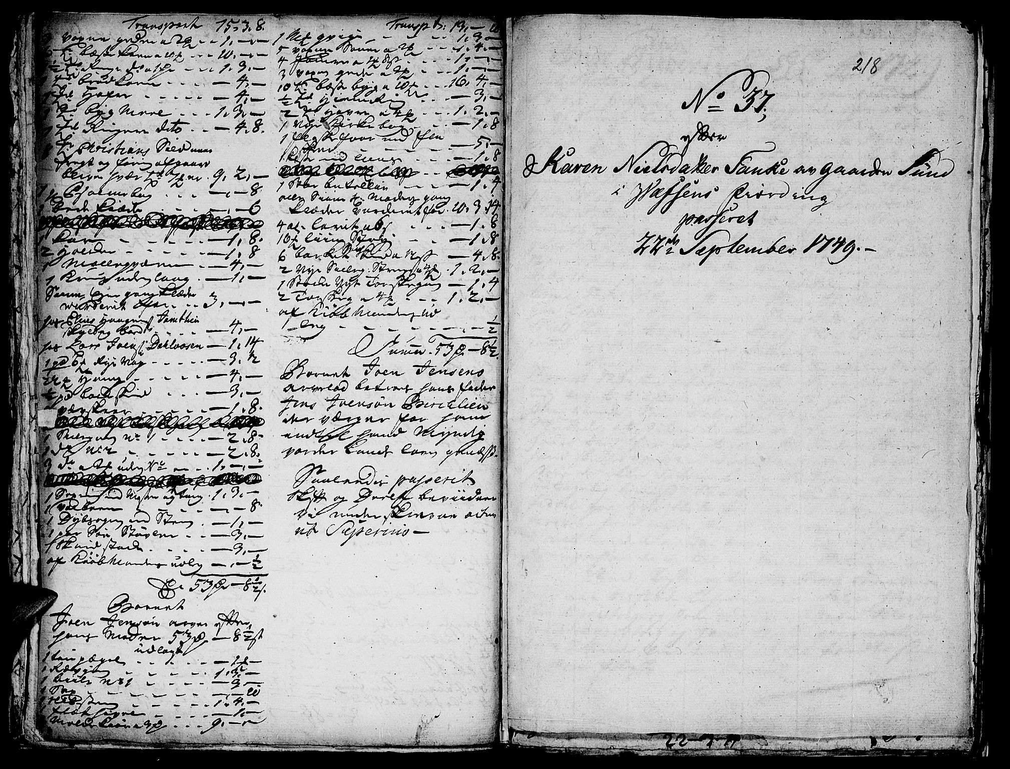 Helgeland sorenskriveri, SAT/A-0004/3/3A/L0016: Konseptprotokoll 1, 1748-1749, p. 217b-218a