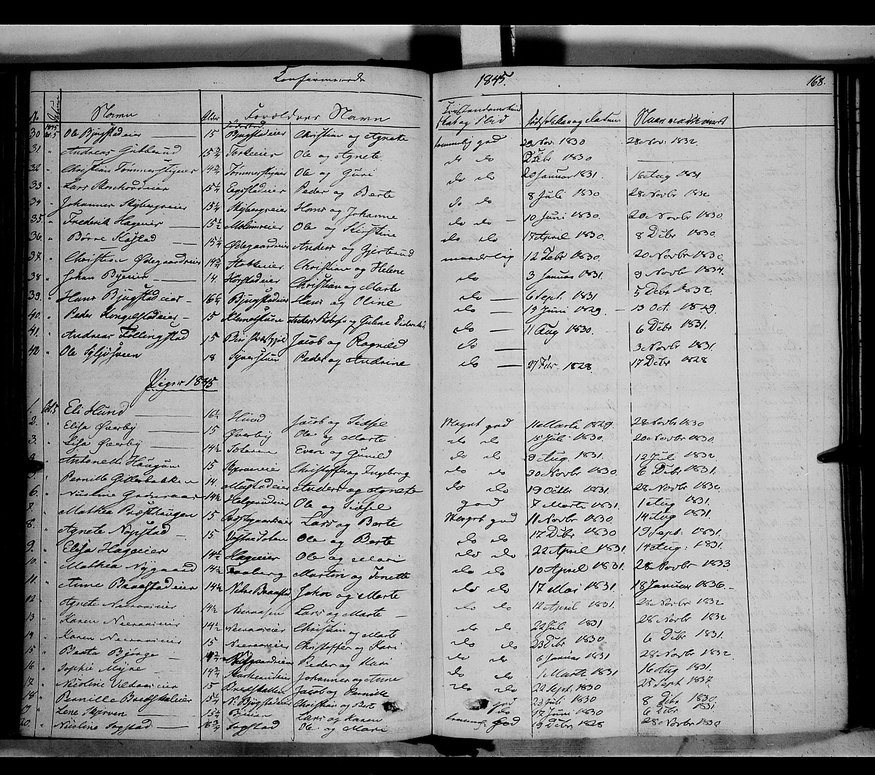 Vardal prestekontor, SAH/PREST-100/H/Ha/Haa/L0005: Parish register (official) no. 5, 1831-1853, p. 168