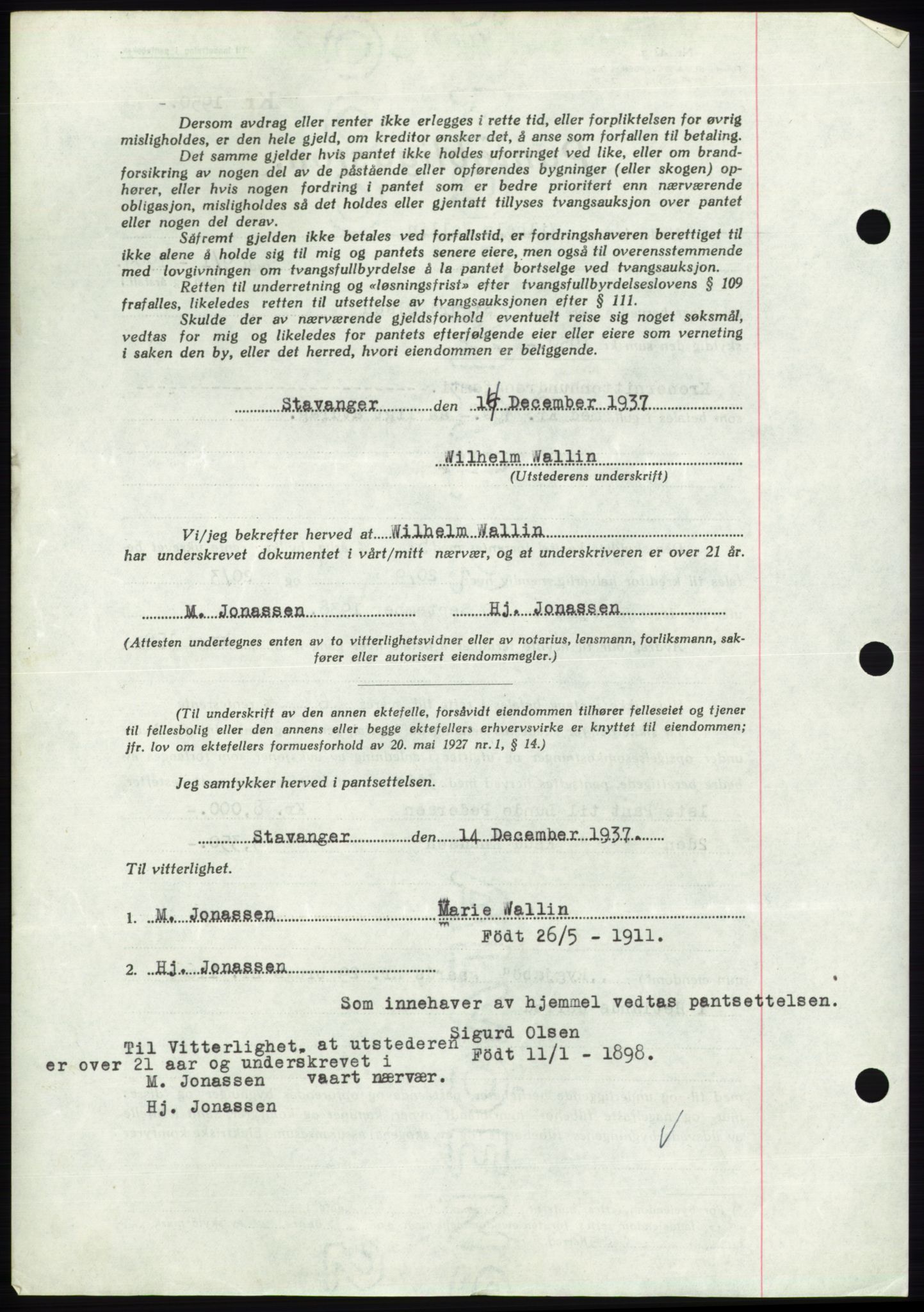 Jæren sorenskriveri, SAST/A-100310/03/G/Gba/L0069: Mortgage book, 1937-1937, Diary no: : 4155/1937