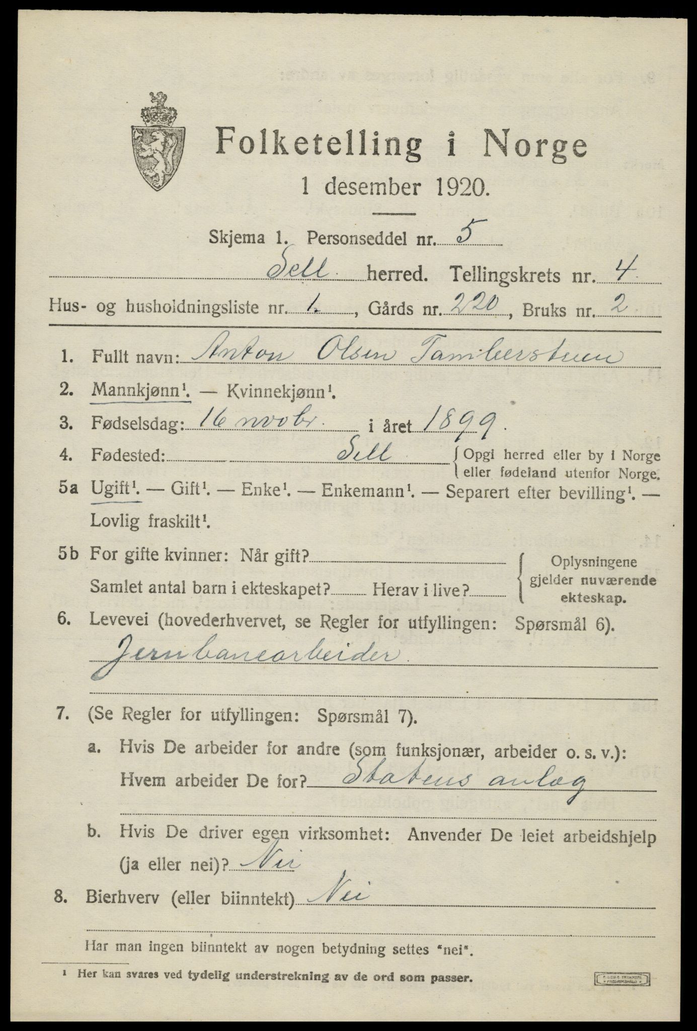 SAH, 1920 census for Sel, 1920, p. 3130