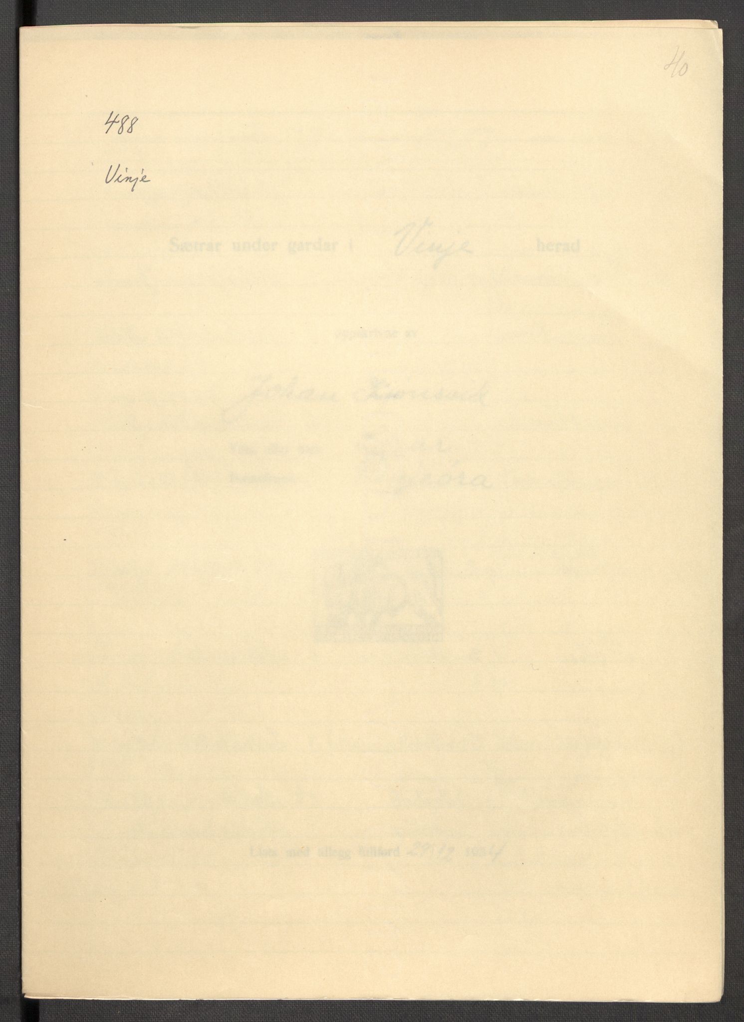 Instituttet for sammenlignende kulturforskning, RA/PA-0424/F/Fc/L0013/0004: Eske B13: / Sør-Trøndelag (perm XXXVIII), 1933-1936, p. 40