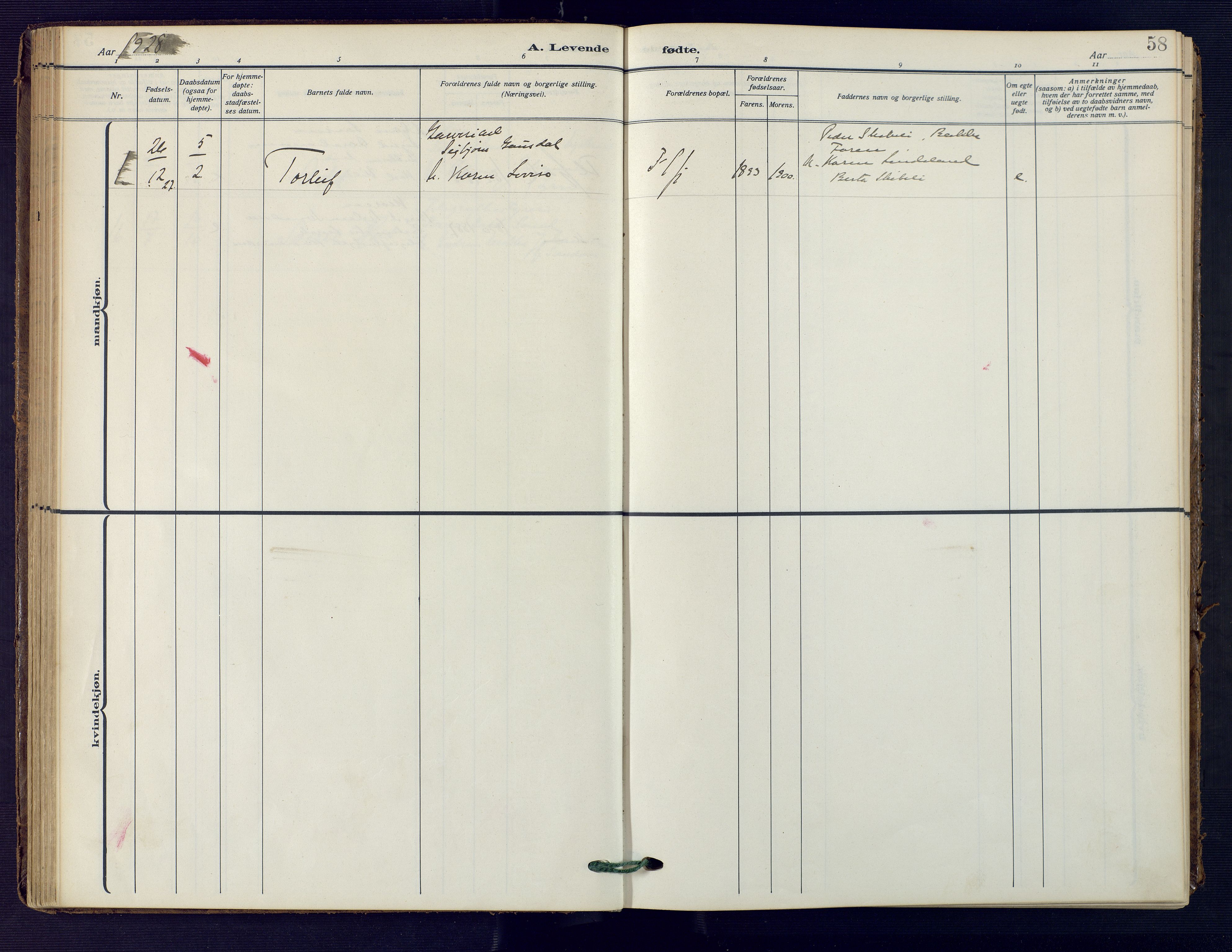 Flekkefjord sokneprestkontor, AV/SAK-1111-0012/F/Fa/Faa/L0003: Parish register (official) no. A 3, 1913-1928, p. 58