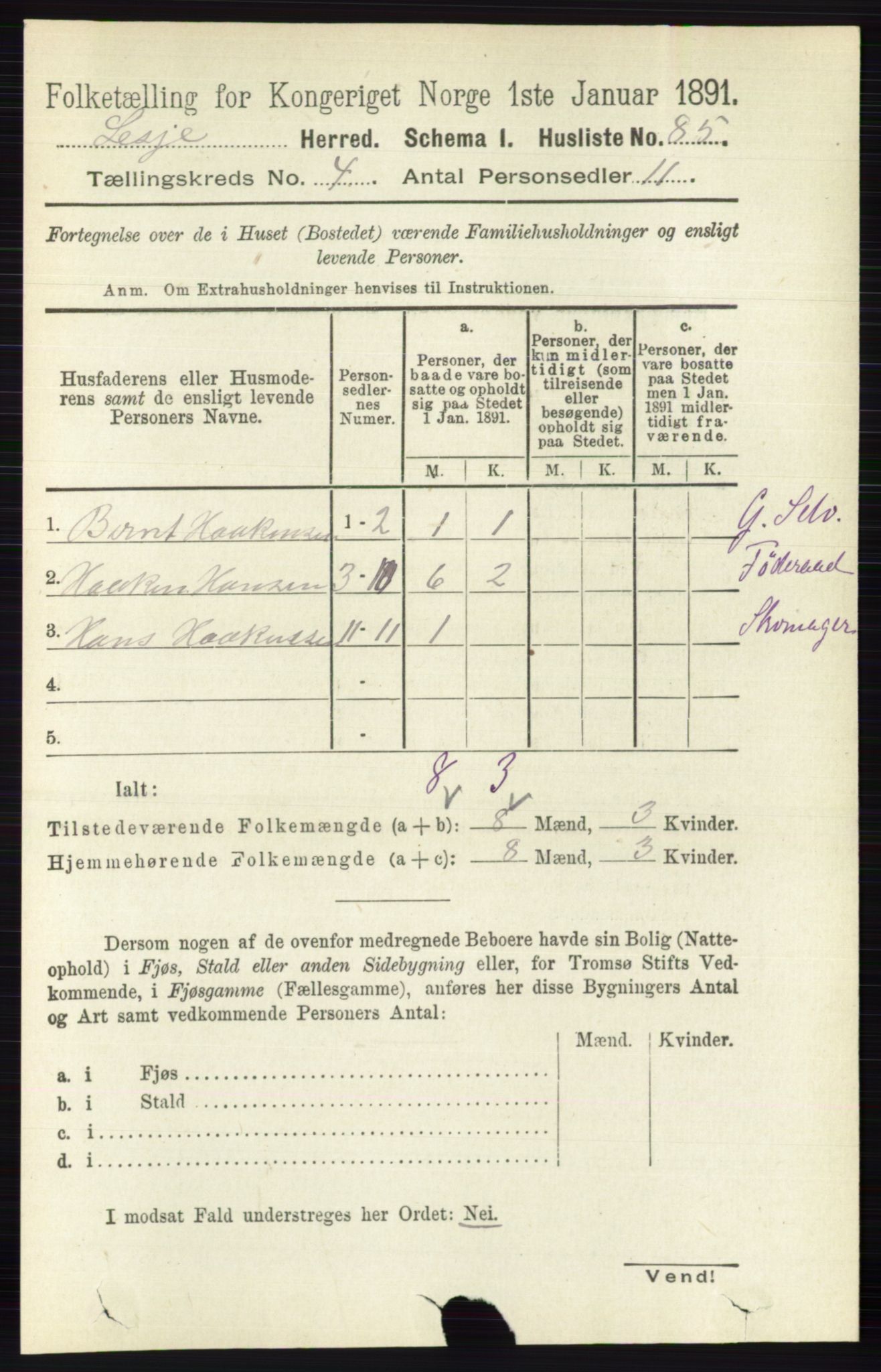 RA, 1891 census for 0512 Lesja, 1891, p. 1088