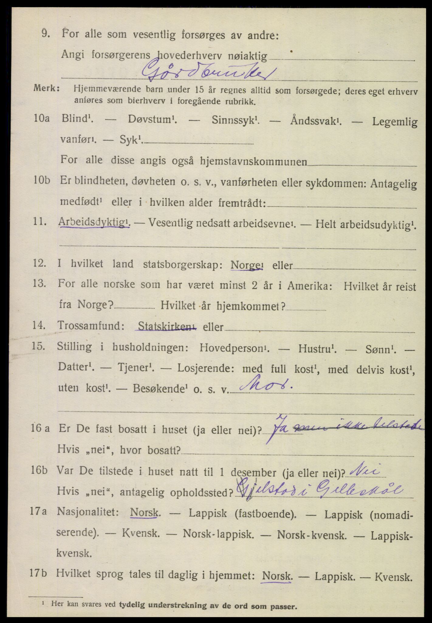 SAT, 1920 census for Gildeskål, 1920, p. 3047