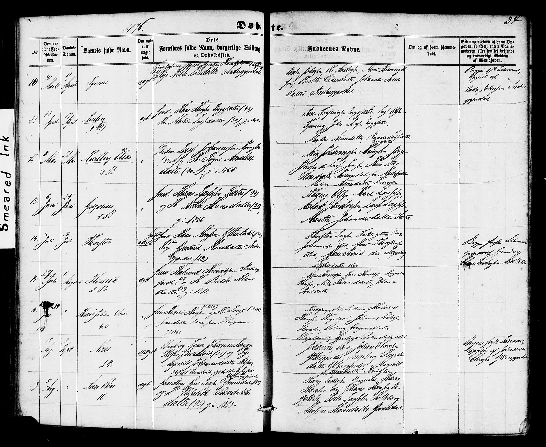 Gulen sokneprestembete, SAB/A-80201/H/Haa/Haac/L0001: Parish register (official) no. C 1, 1859-1881, p. 34