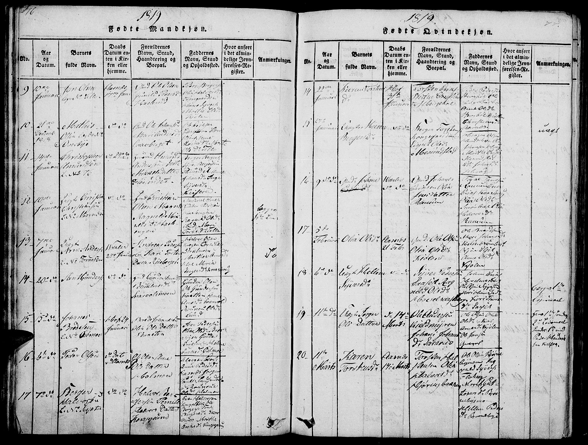 Hof prestekontor, SAH/PREST-038/H/Ha/Haa/L0005: Parish register (official) no. 5, 1816-1822, p. 76-77