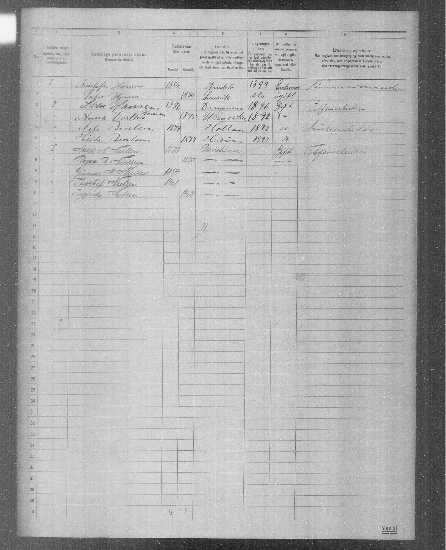 OBA, Municipal Census 1904 for Kristiania, 1904, p. 4085