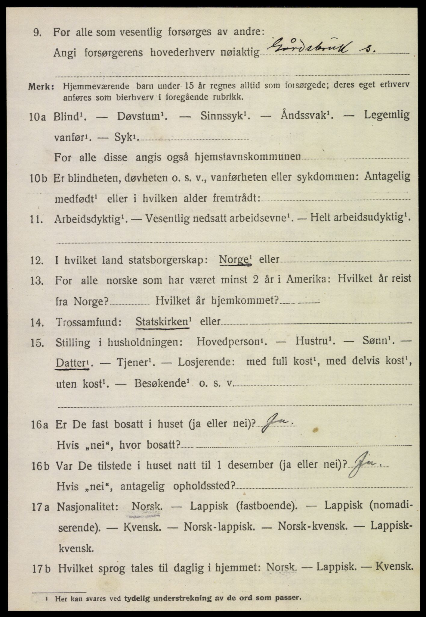 SAT, 1920 census for Tydal, 1920, p. 572