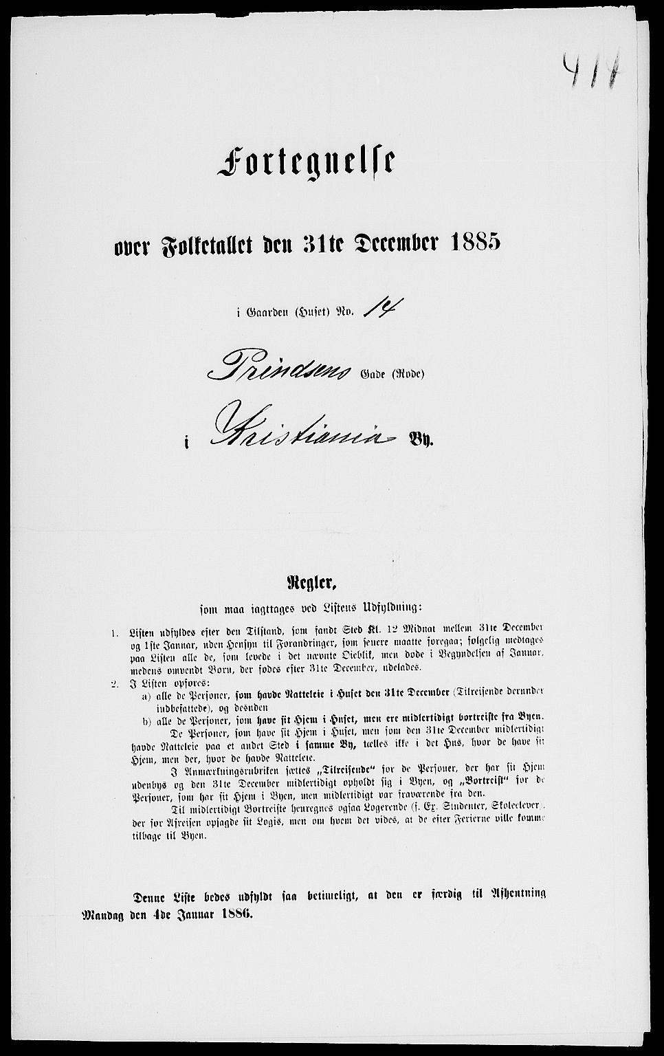 RA, 1885 census for 0301 Kristiania, 1885, p. 1497