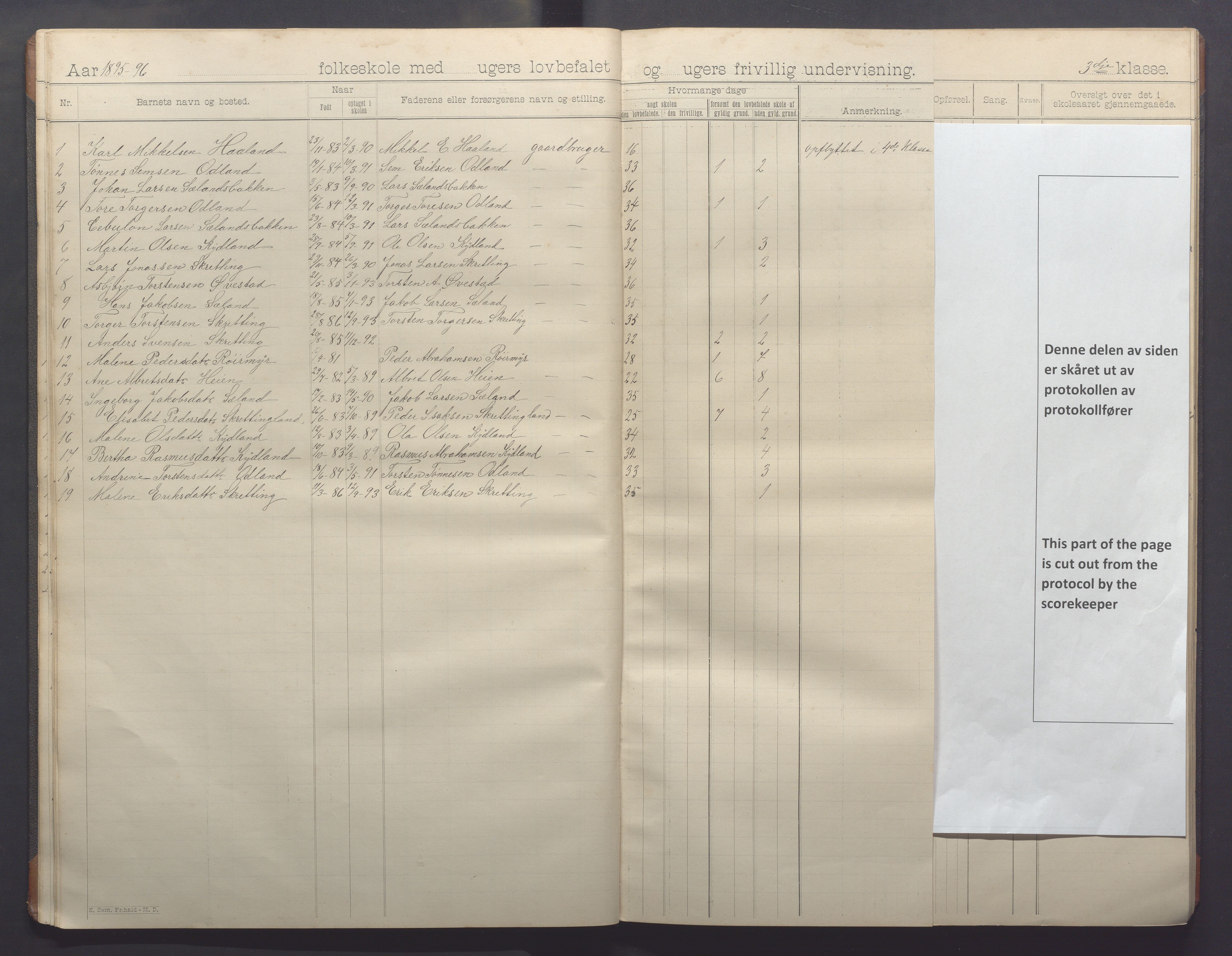 Varhaug kommune- Lerbrekk skule, IKAR/K-100961/H/L0001: Skuleprotokoll, 1892-1902, p. 17