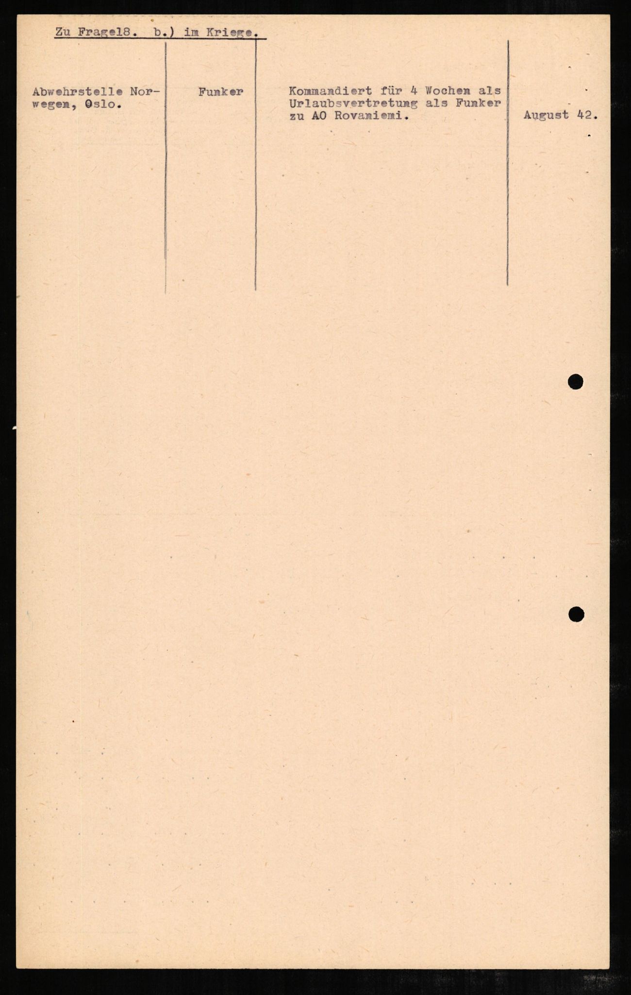 Forsvaret, Forsvarets overkommando II, AV/RA-RAFA-3915/D/Db/L0005: CI Questionaires. Tyske okkupasjonsstyrker i Norge. Tyskere., 1945-1946, p. 7