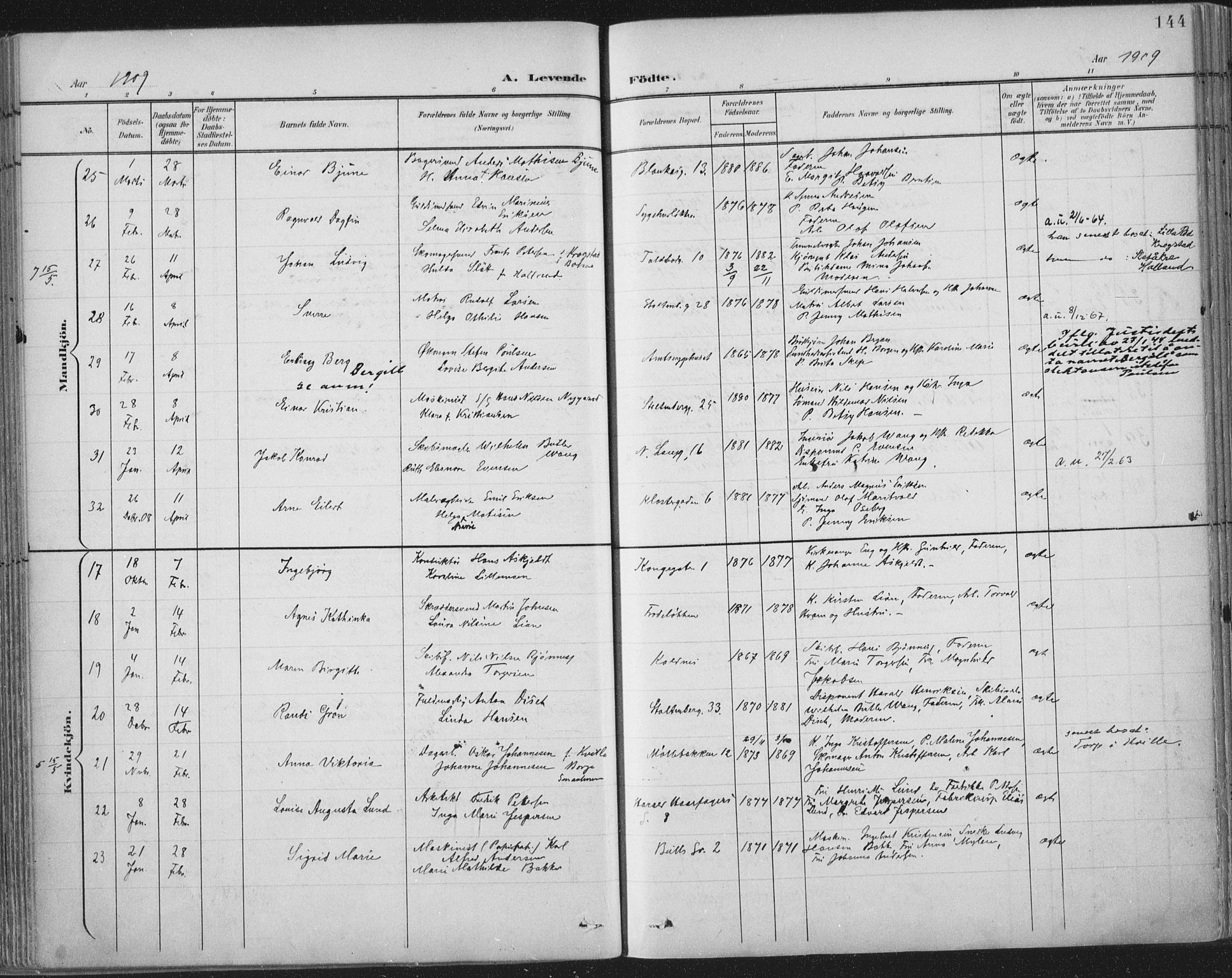 Tønsberg kirkebøker, SAKO/A-330/F/Fa/L0014: Parish register (official) no. I 14, 1900-1913, p. 144