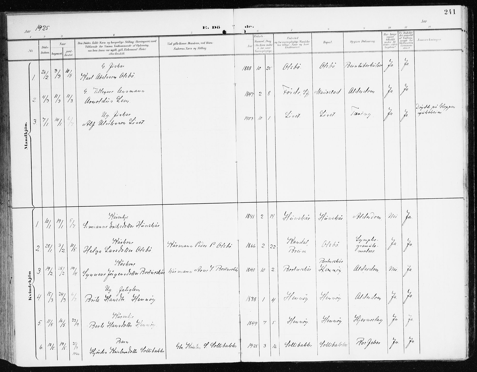 Davik sokneprestembete, AV/SAB-A-79701/H/Haa/Haad/L0002: Parish register (official) no. D 2, 1901-1930, p. 241