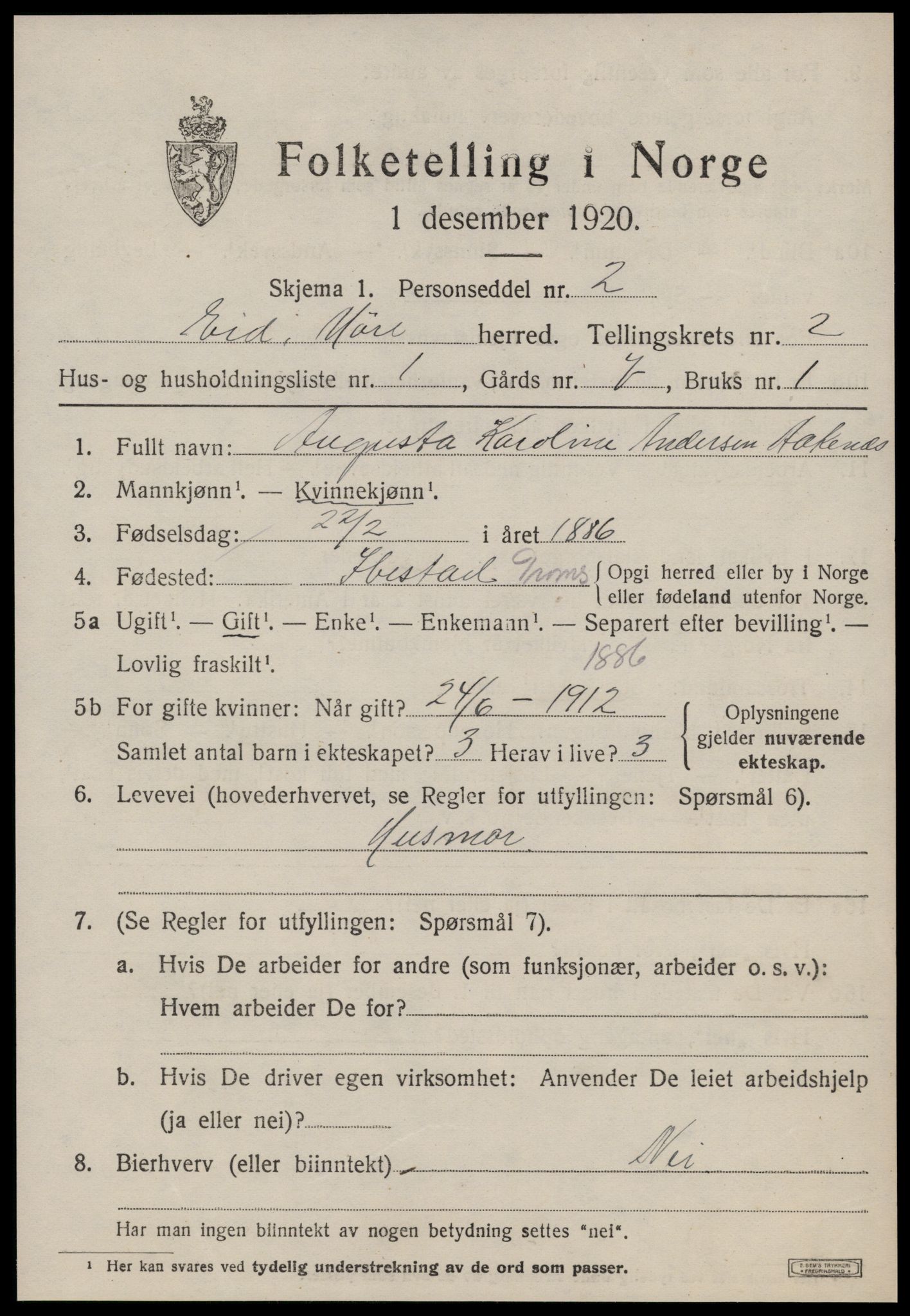 SAT, 1920 census for Eid, 1920, p. 549