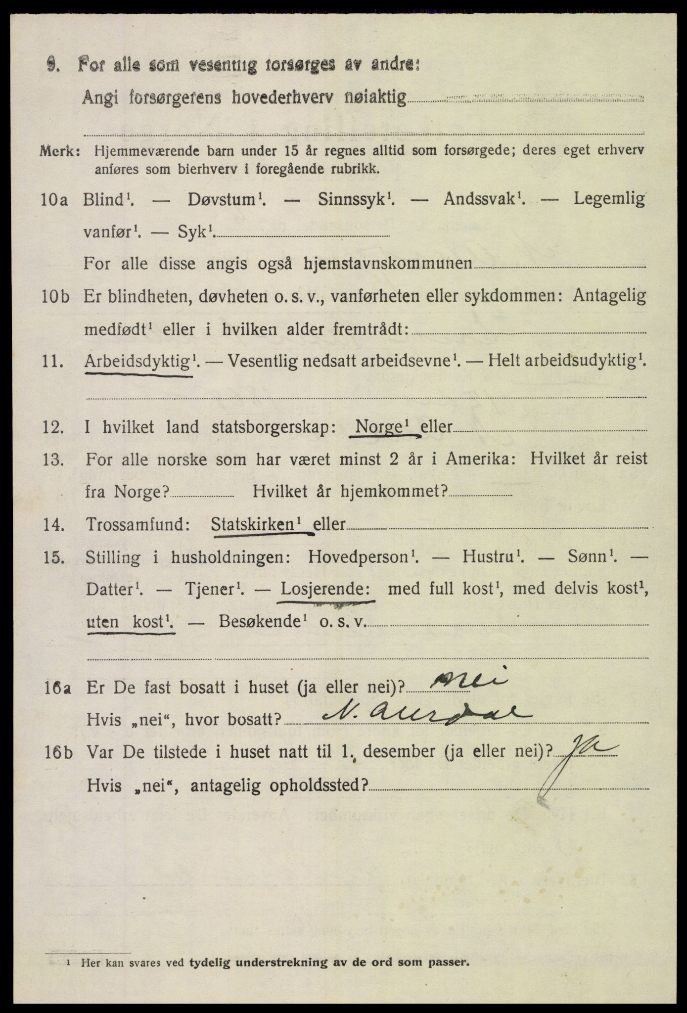 SAH, 1920 census for Nord-Aurdal, 1920, p. 5325