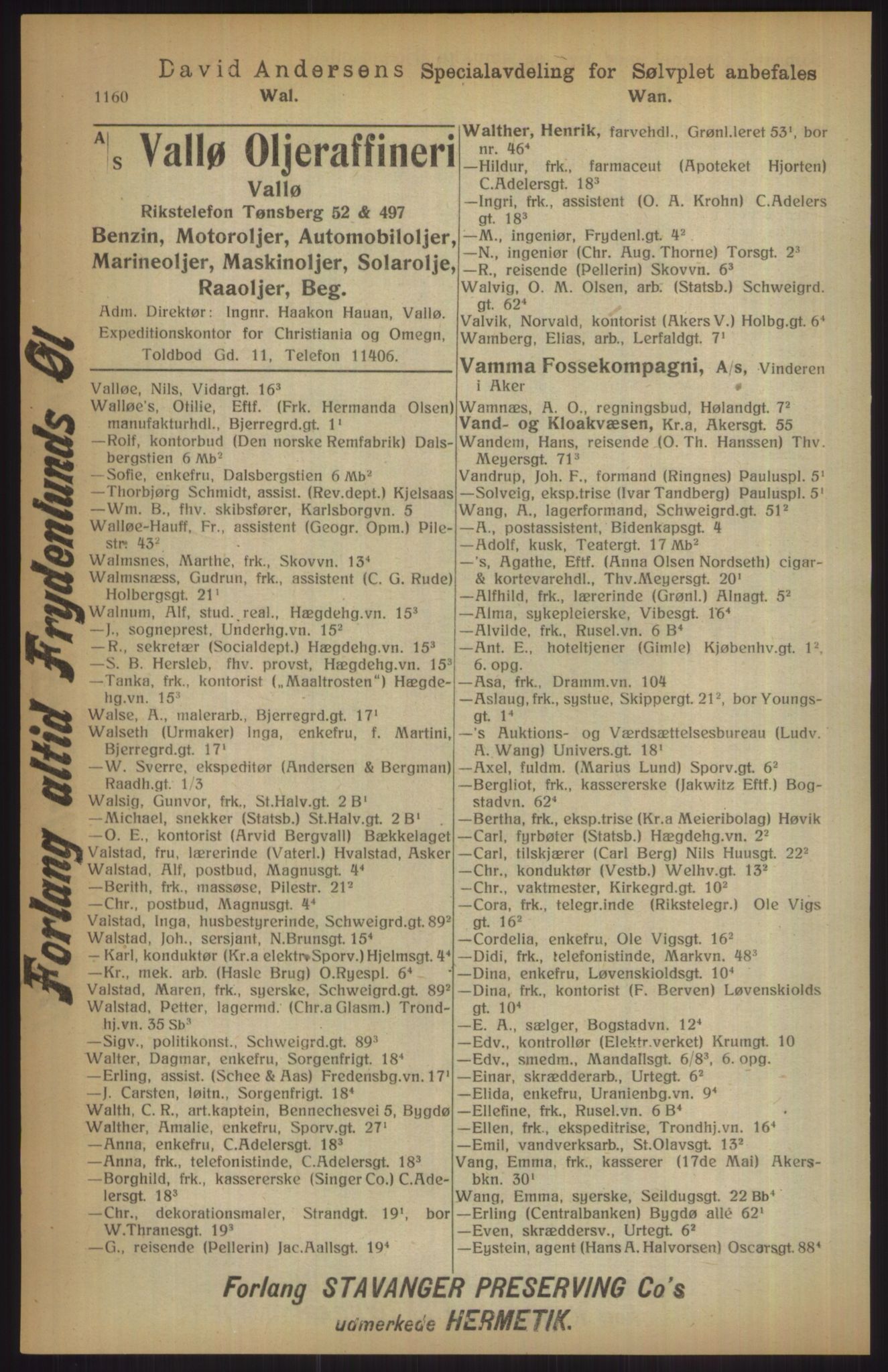 Kristiania/Oslo adressebok, PUBL/-, 1915, p. 1160