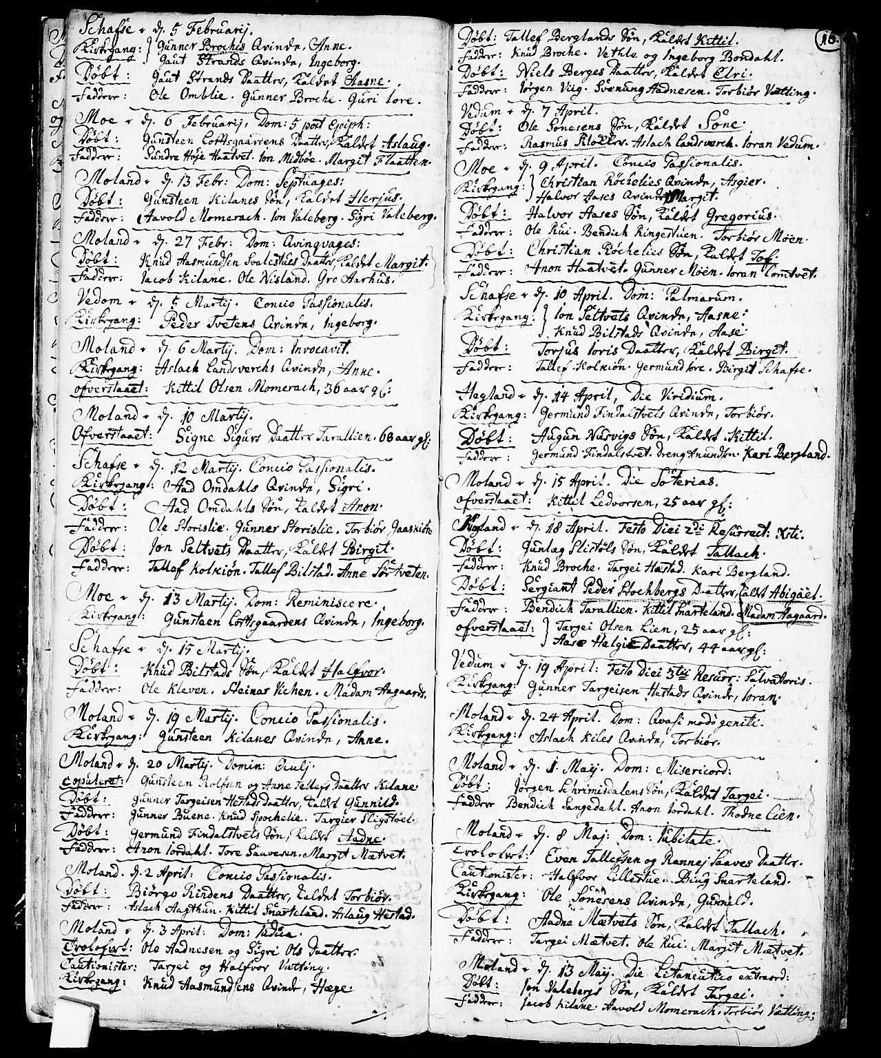 Fyresdal kirkebøker, SAKO/A-263/F/Fa/L0001: Parish register (official) no. I 1, 1724-1748, p. 16