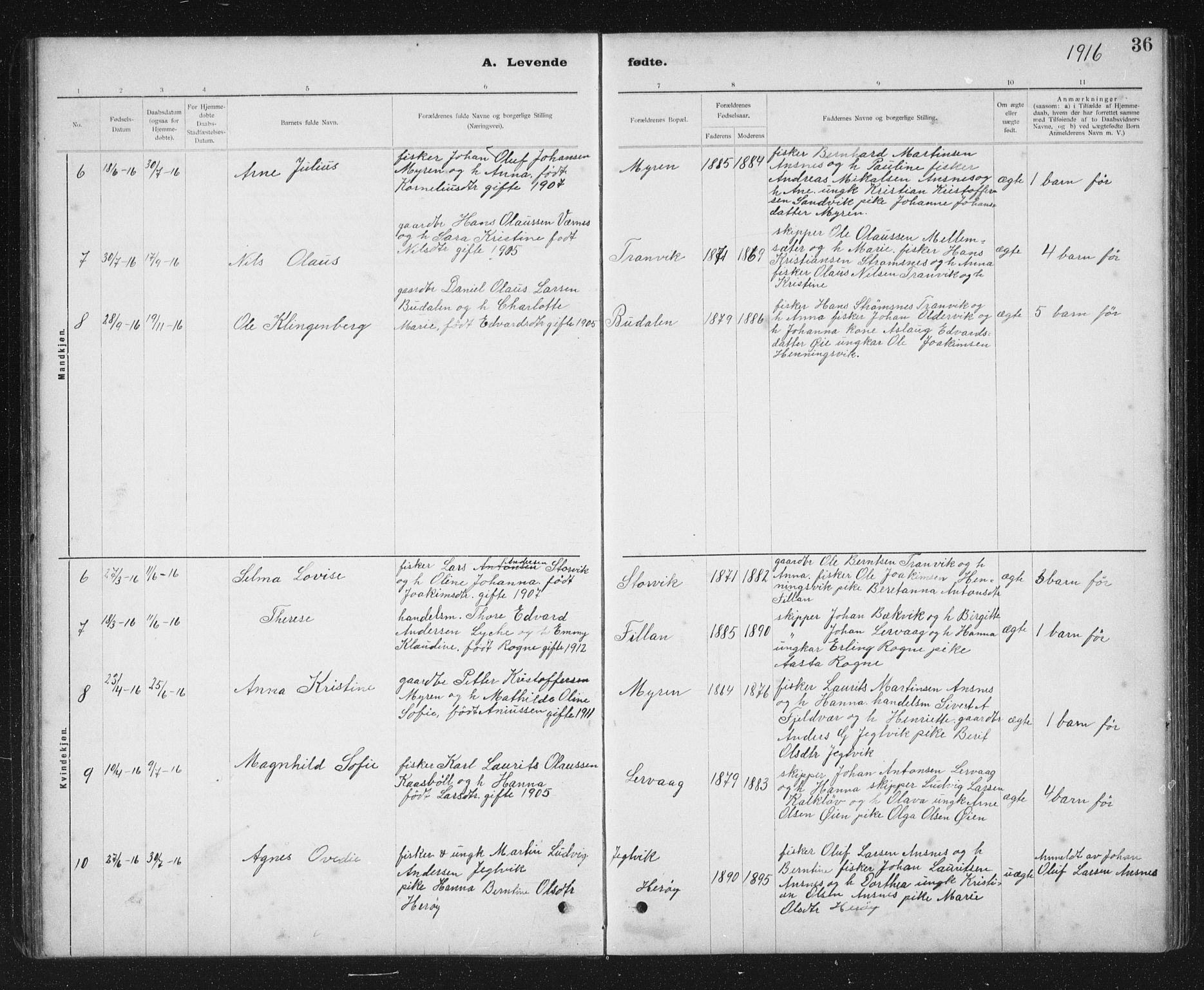 Ministerialprotokoller, klokkerbøker og fødselsregistre - Sør-Trøndelag, SAT/A-1456/637/L0563: Parish register (copy) no. 637C04, 1899-1940, p. 36