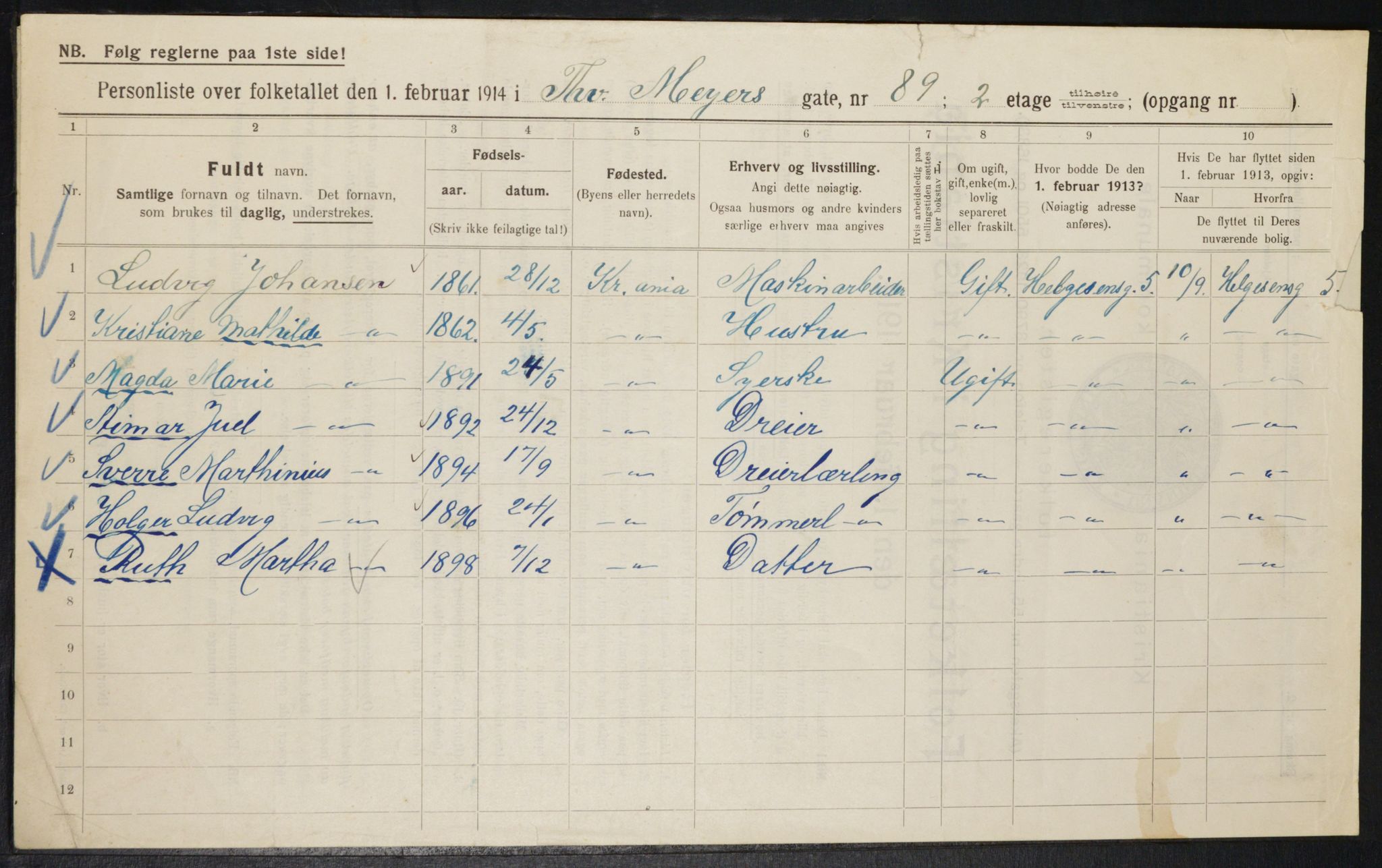 OBA, Municipal Census 1914 for Kristiania, 1914, p. 112228