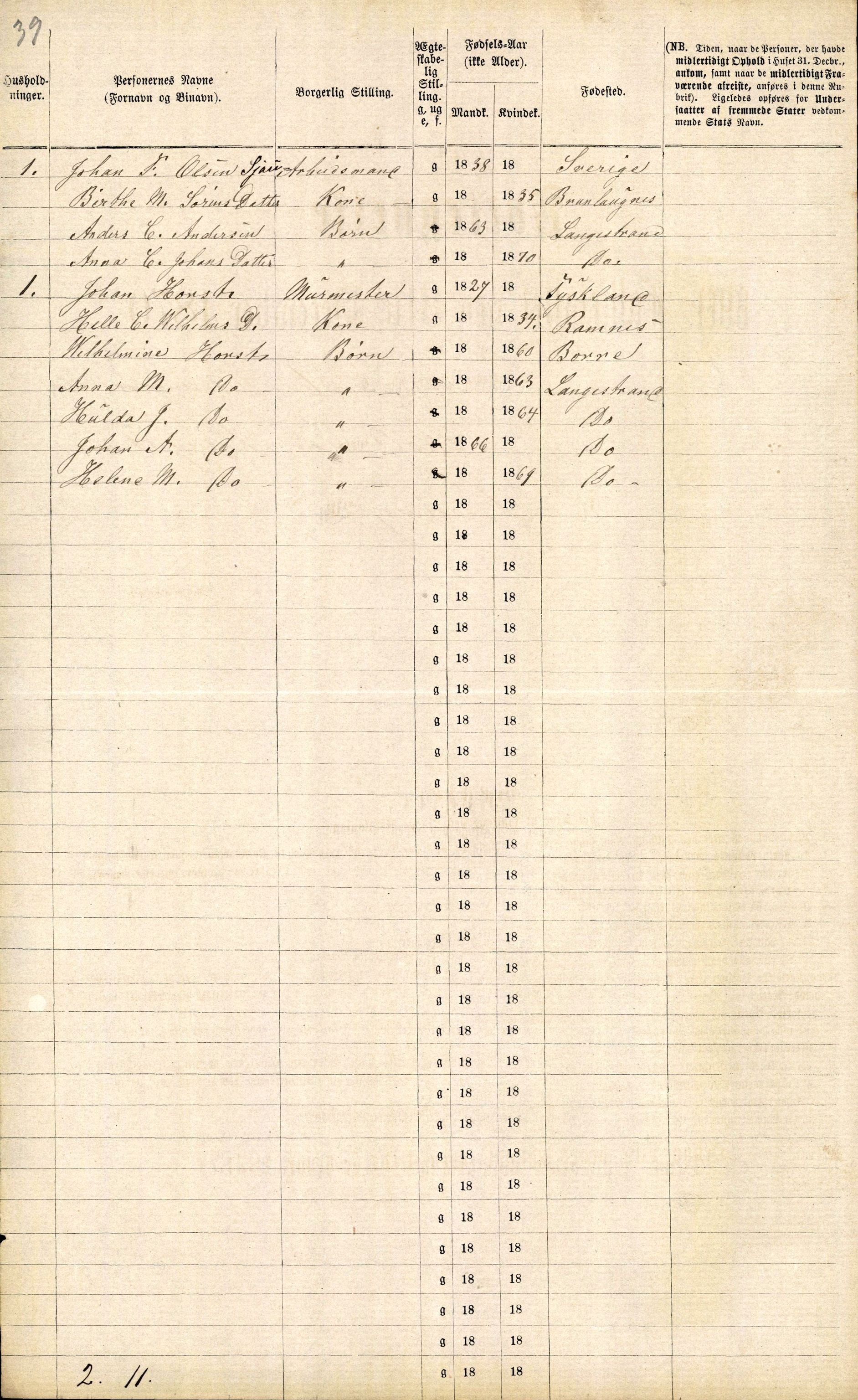 RA, 1870 census for 0707 Larvik, 1870, p. 1300